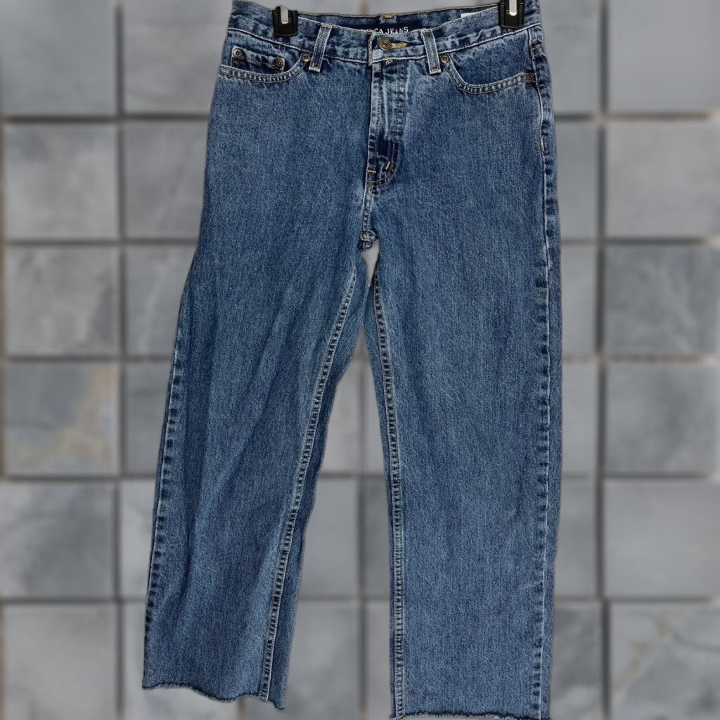 Nautica Nautica Jeans Womens Size 4 Dark Blue Denim Mid Rise 100% Cotton Cropped Baggy Retro 90s Y2K Grunge Jeans Womens Size 28" / US 6 / IT 42 - 1 Thumbnail