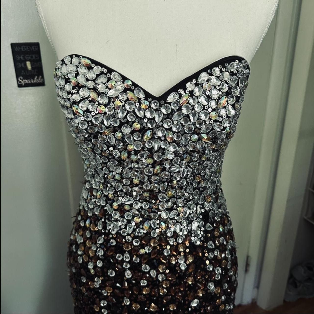 Other Black ombré silver and bronze embellished prom dress Size S / US 4 / IT 40 - 3 Thumbnail