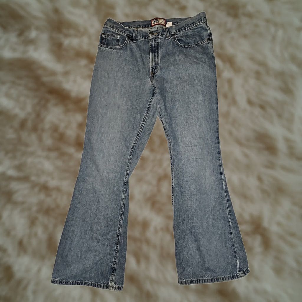 Old Navy VINTAGE Old Navy Jeans Flared 14 Regular Women Blue Denim Cotton 90s Hippie Retro Pockets Size 36" / US 14 / IT 50 - 1 Thumbnail