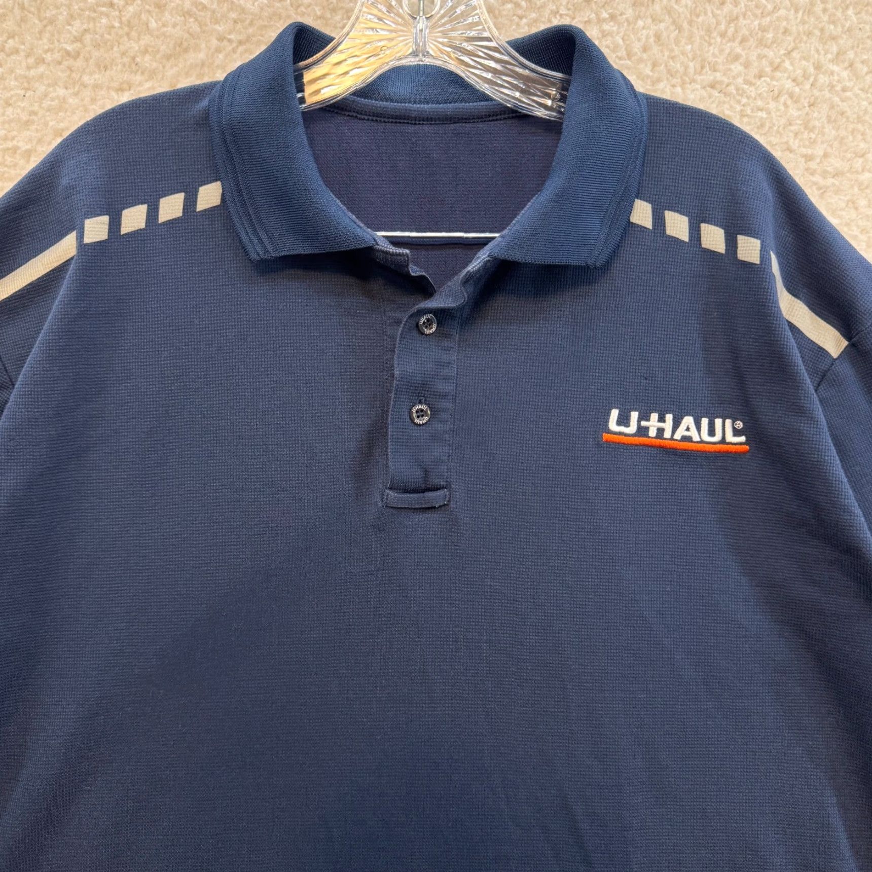 Vintage VINTAGE U-Haul Polo Shirt Large XL Mens Navy Blue Employee Work Uniform Reflective Size US XL / EU 56 / 4 - 3 Thumbnail