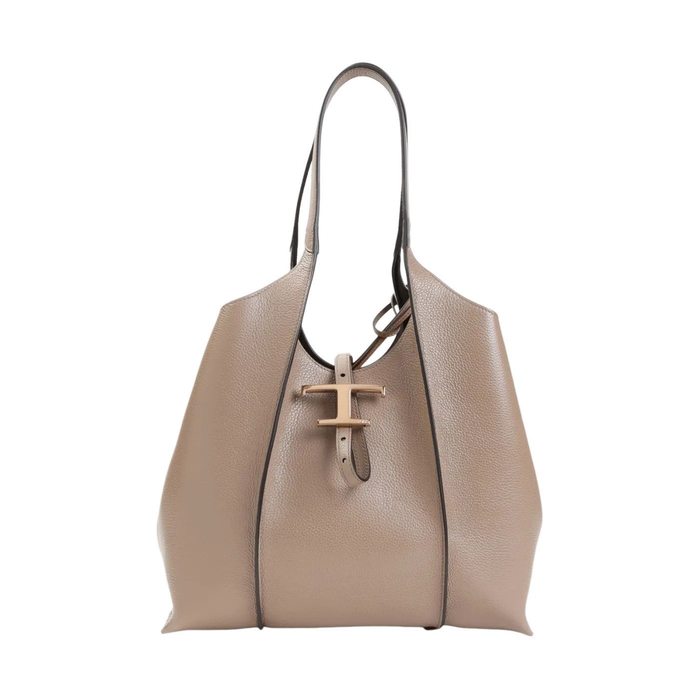 TOD'S T Timeless Small CRETA CHIARO Leather Shopping Tote Ba