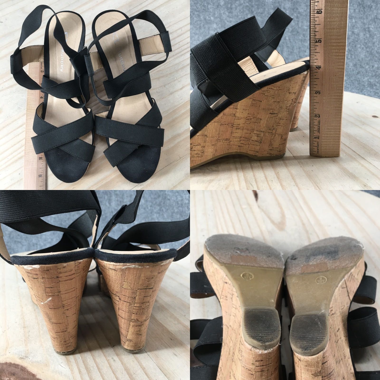 Chinese Laundry Chinese Laundry Sandals Womens 8 Slingback Wedge Black Fabric Open Toe Casual Shoes Size US 8 / IT 38 - 8 Thumbnail