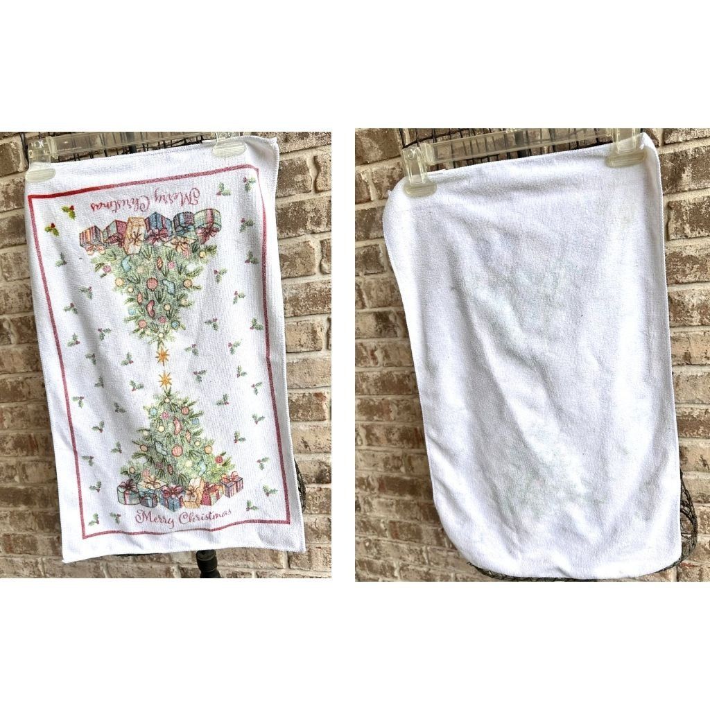 Vintage Vintage Kitchen Dish Hand Towel Christmas Tree Gold Flitter Size ONE SIZE - 1 Thumbnail