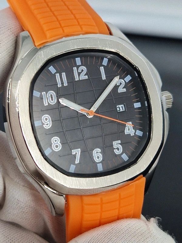 Other Steel 42mm Sport Aquanaut Watch Orange Silicone Strap Size 42 - 8 Thumbnail