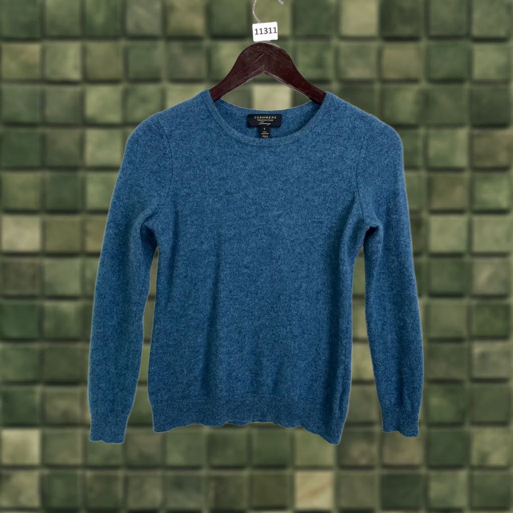 Charter Club VINTAGE Charter Club Luxury Cashmere Mixed Blue Scoop Neck Womens Knit Small Sweater- Property of Charter Club? (Not allowed) Size S / US 4 / IT 40 - 1 Thumbnail