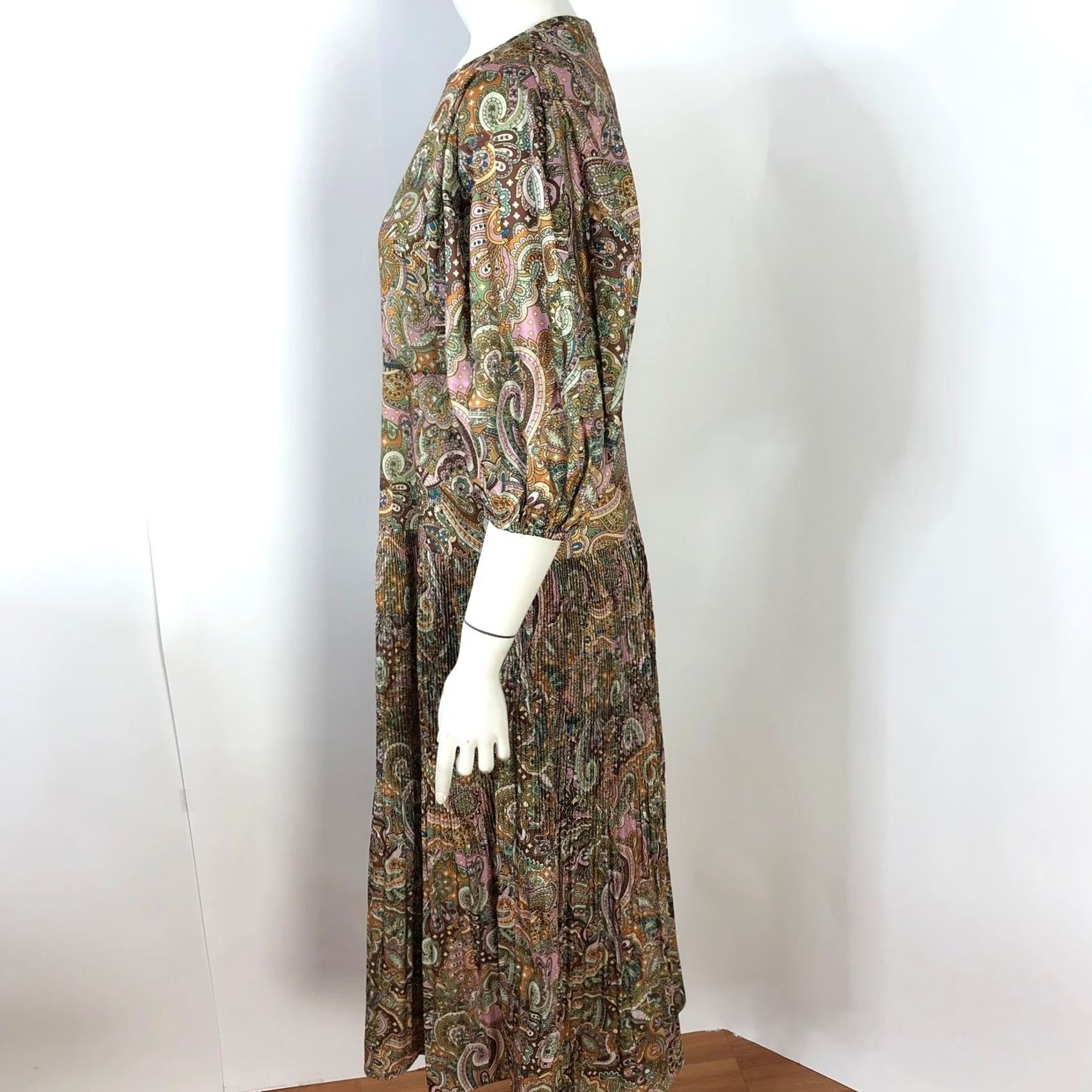 Vintage VINTAGE Current Air XS Paisley BOHO Festival Bishop Sleeve Ruffled 49 Inch Dress MINT Size XS / US 0-2 / IT 36-38 - 3 Thumbnail