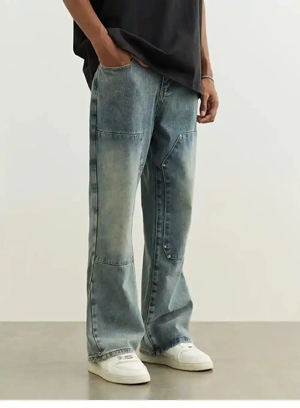Japanese Brand × Jean double knee faded punk flared jeans Size US 30 / EU 46 - 1 Thumbnail