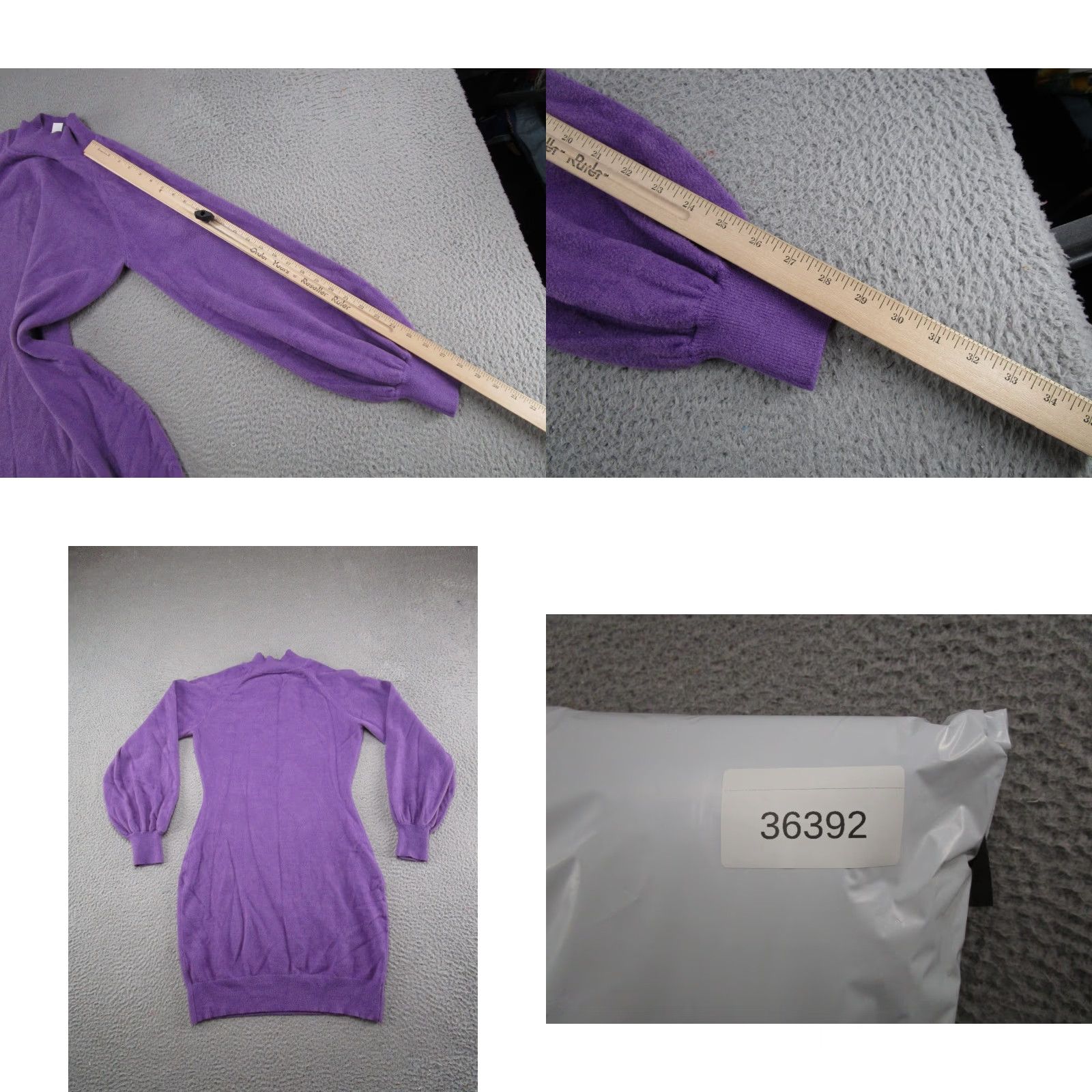 Vintage Exlura Knit Sweater Dress Purple Stretch Long Sleeve L Women's Casual Knit Dress Midi Size L / US 10 / IT 46 - 8 Thumbnail