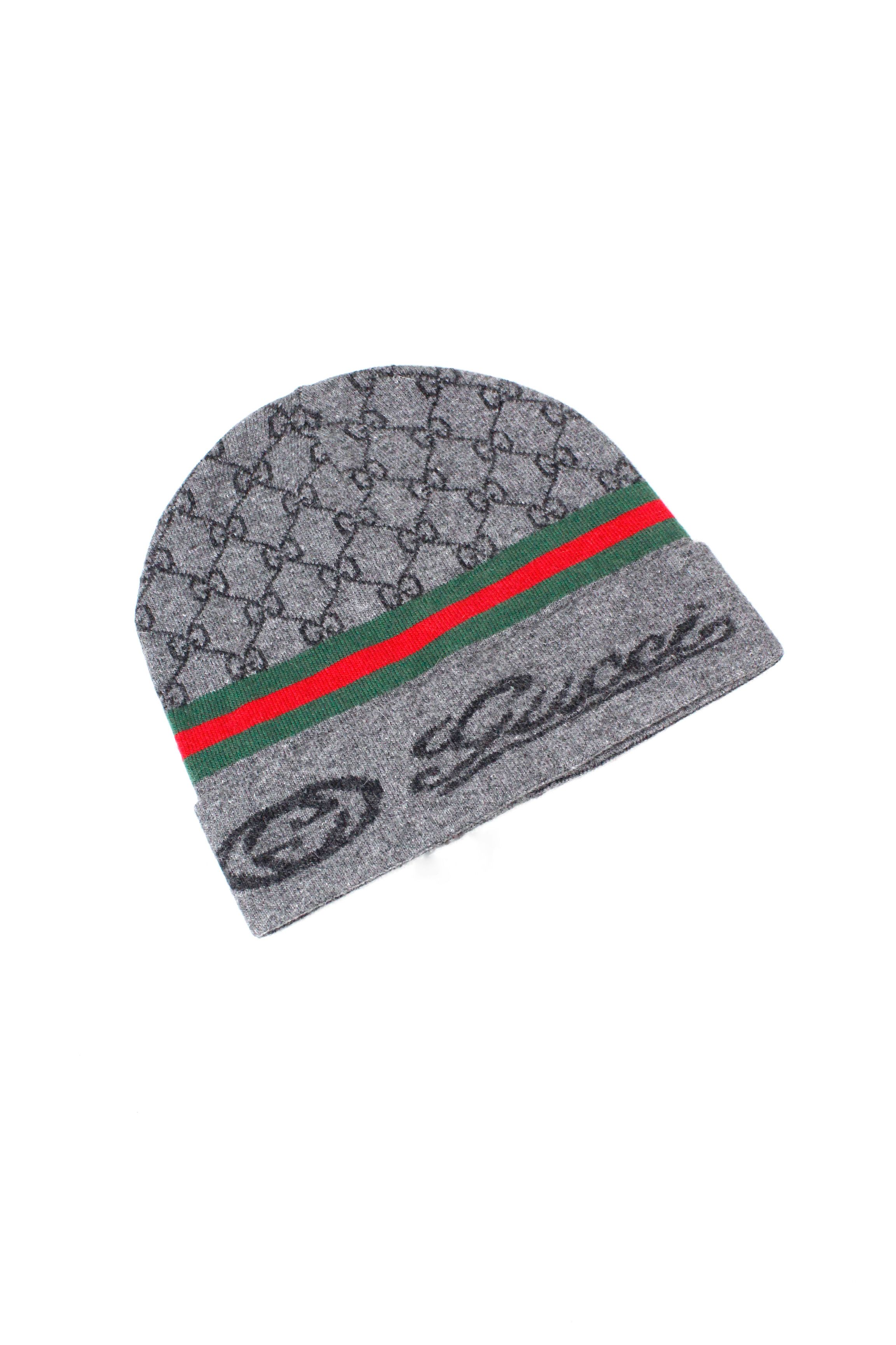Gucci Gucci Monogram Logo Interlocking Cashmere Wool Beanie Hat Size ONE SIZE - 1 Thumbnail