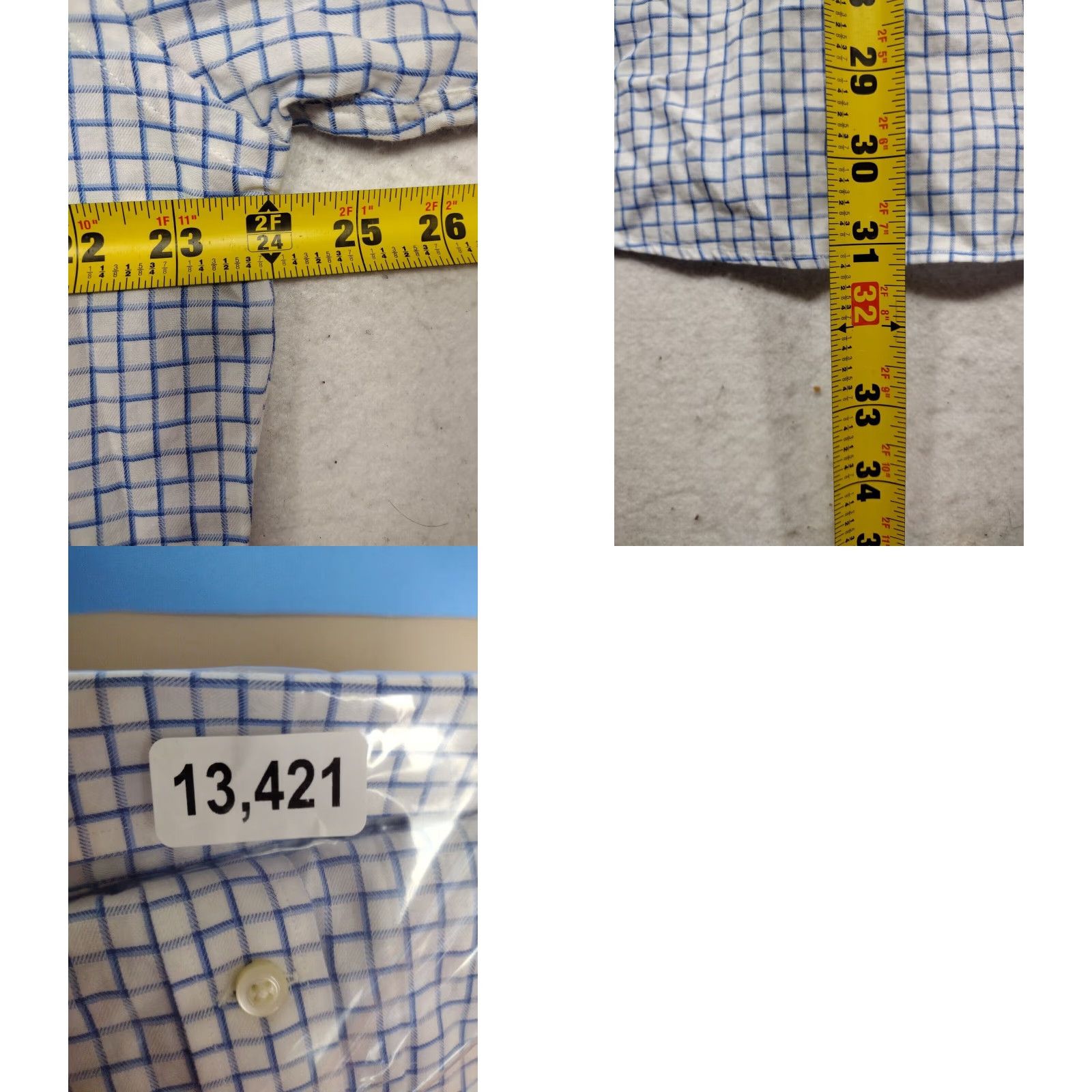 Vintage Thomas Dean Long Sleeve Button Up Shirt Mens Large Blue White Check Contrast Cuffs Cotton Size US L / EU 52-54 / 3 - 8 Thumbnail