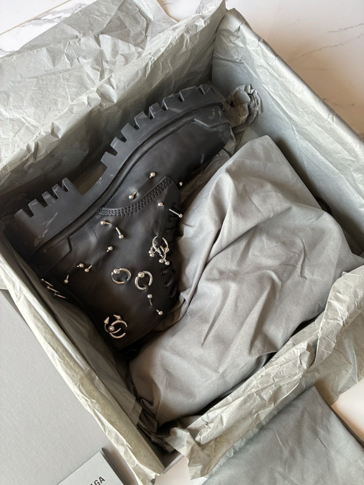 Balenciaga Pierced Strike Distressed Boots Size US 11 / EU 44 - 2 Thumbnail
