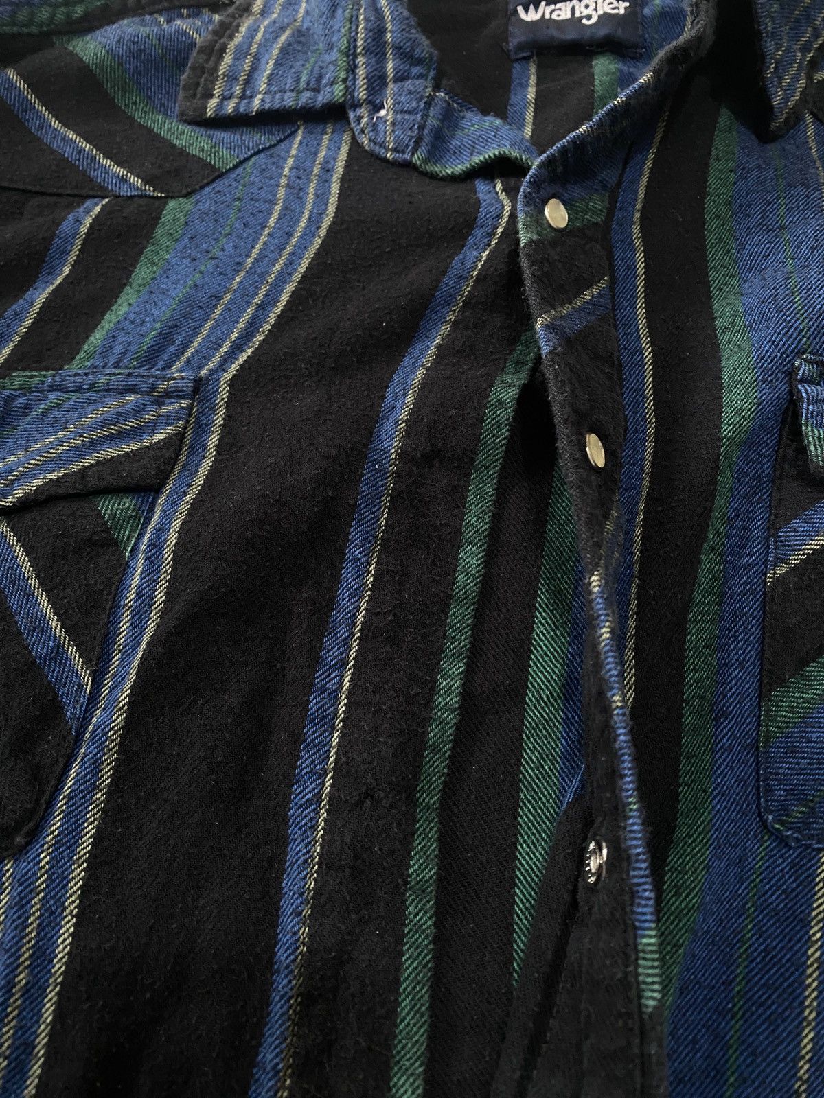Wrangler Wrangler Brushpopper Pearl Snap Button Striped Western Shirt Size US XXL / EU 58 / 5 - 7 Thumbnail