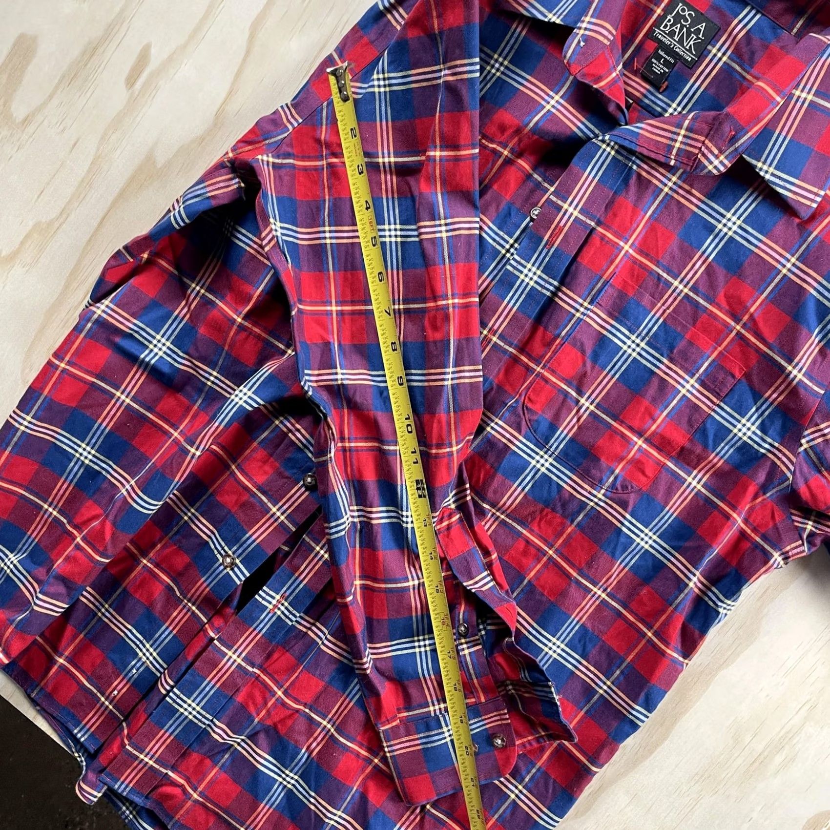 Jos. A. Bank Jos. A. Bank Traveler's Collection Shirt Mens Large Red Plaid Long Sleeve Cotton Shirt Size US L / EU 52-54 / 3 - 5 Thumbnail