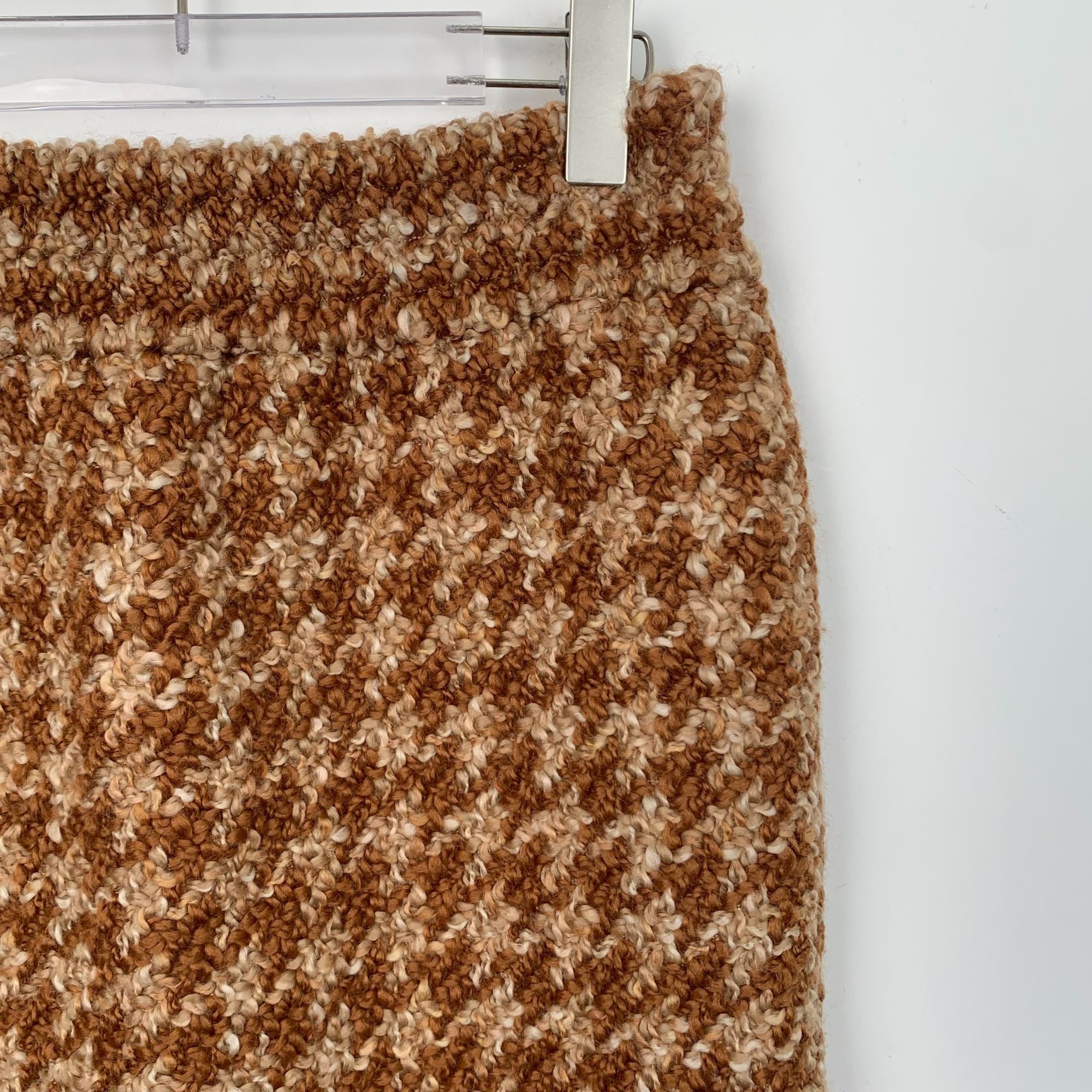 Miu Miu Miu Miu Brown Checkered Rear Slit Wool Blend Skirt Size 44 M Size 30" / US 8 / IT 44 - 7 Thumbnail