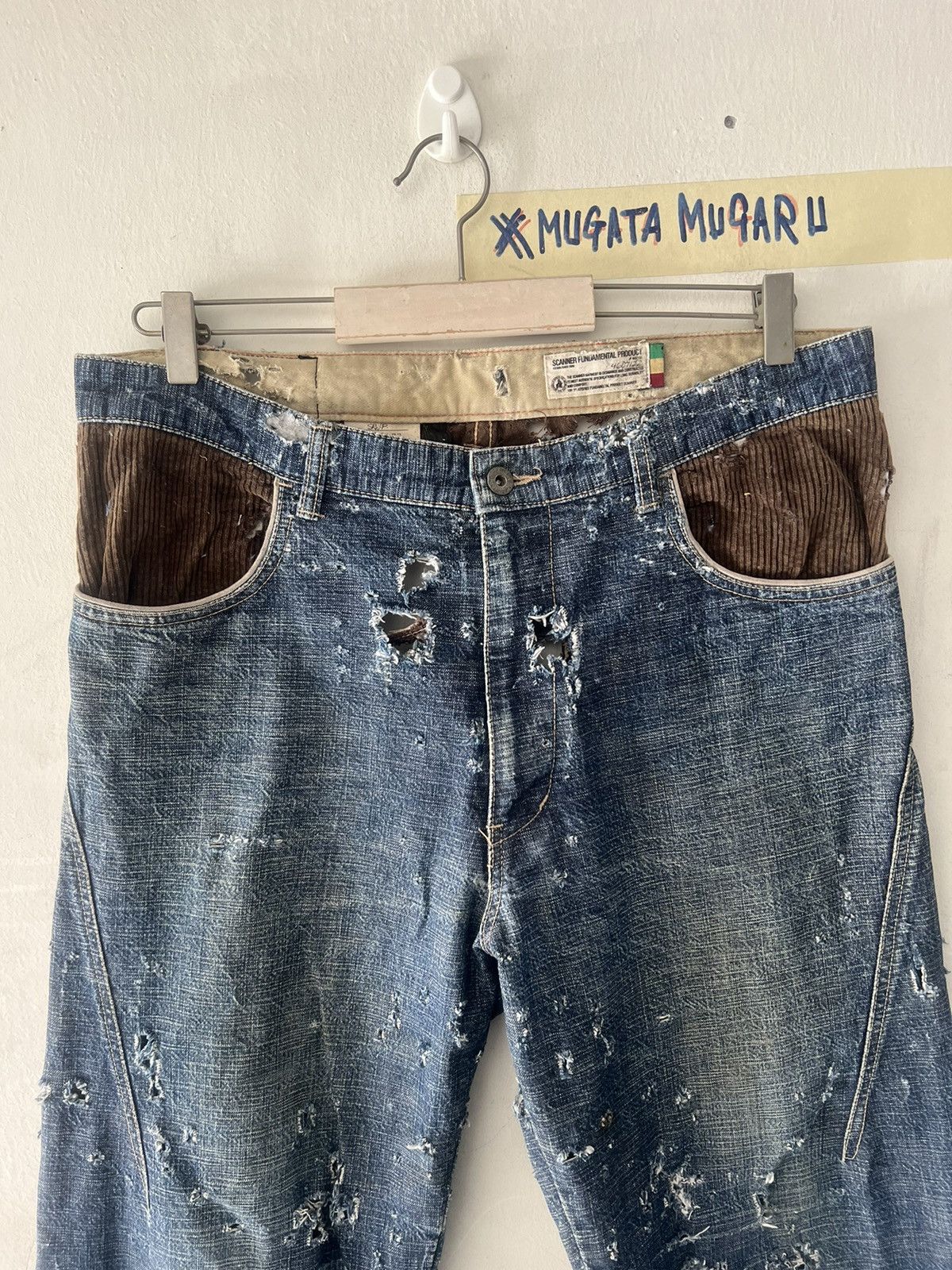 4GSELLER × Japanese Brand SUPER THRASHED🔥SCANNER JAPAN RIPPED DENIM Size US 34 / EU 50 - 2 Thumbnail