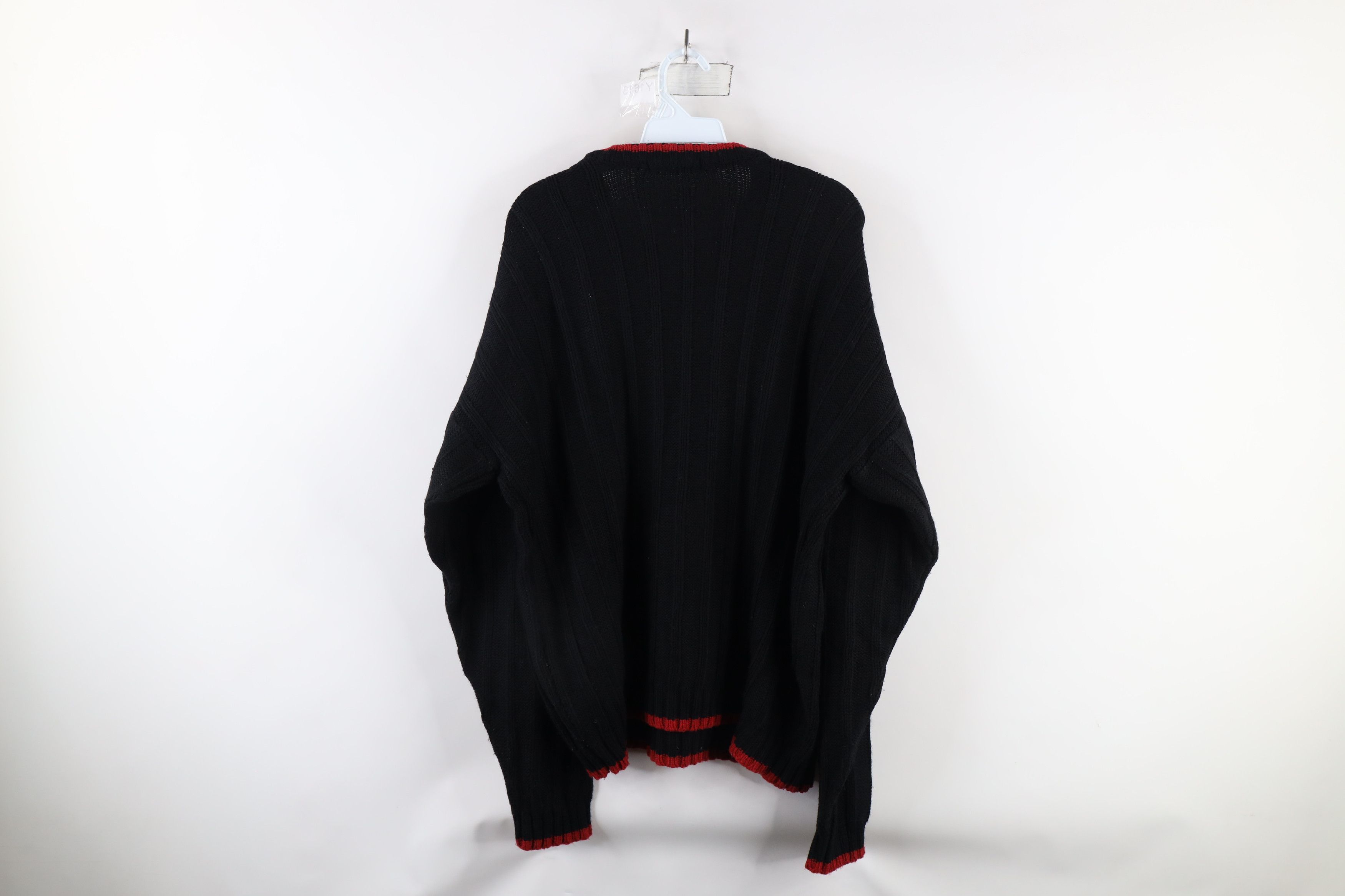 Vintage Vintage 90s Streetwear Ribbed Knit Crewneck Sweater Black Size US XL / EU 56 / 4 - 5 Thumbnail