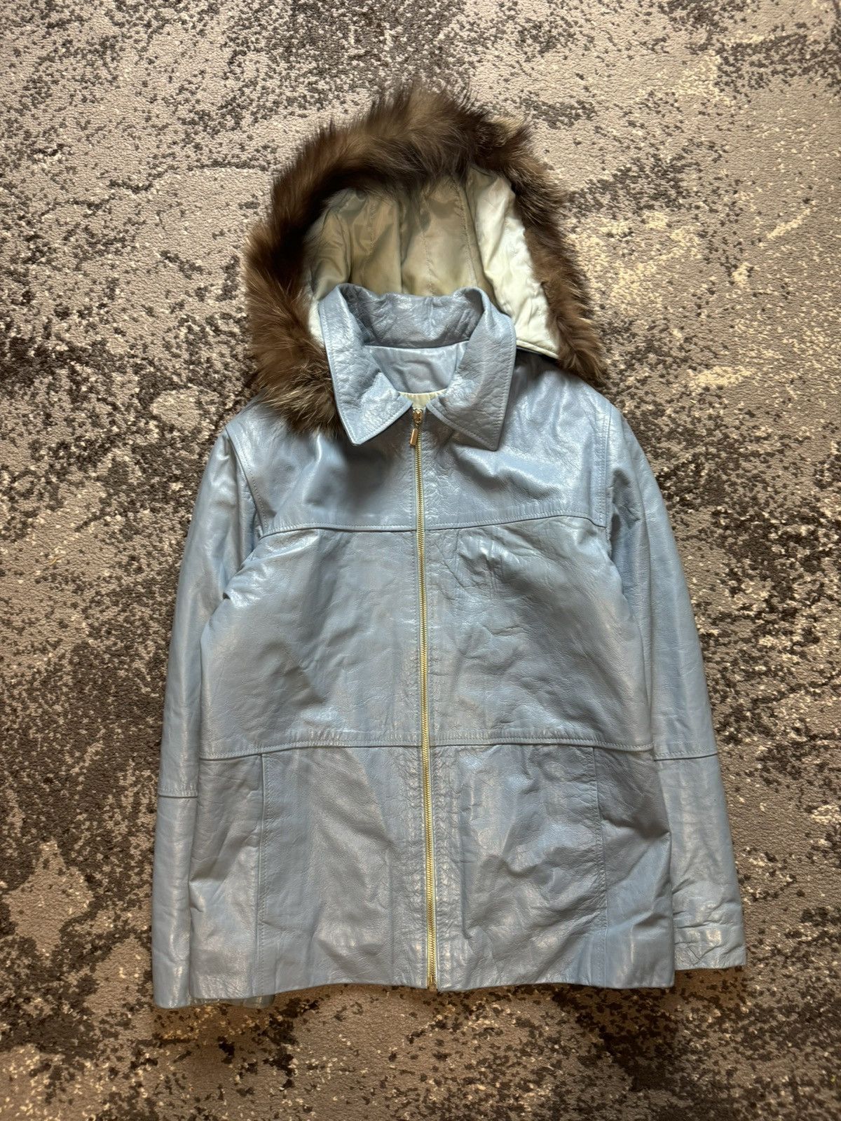 Designer × Vintage Vintage Y2K Vera Pelle Poell Style Fuzzy Fur Hood Leather Size US M / EU 48-50 / 2 - 7 Thumbnail