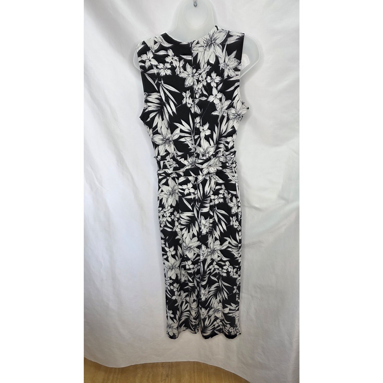 Other ECI Black & White Floral Cropped Wide Leg Pant Jumpsuit Size 28" / US 6 / IT 42 - 2 Thumbnail