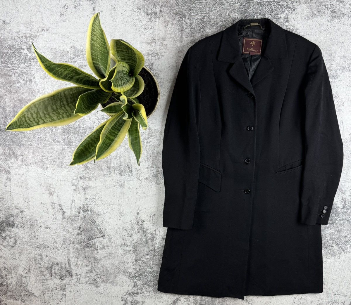 Mulberry MULBERRY 90s Vintage Black Wool Viscose 10 Size Trench Black Coat Jacket Blazer Size M / US 6-8 / IT 42-44 - 1 Thumbnail