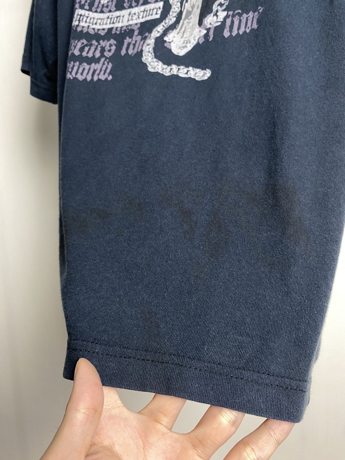 If Six Was Nine × Japanese Brand × Le Grande Bleu (L.G.B.) Breakers Poem Big Cross Gothic Faded Tshirt Size US L / EU 52-54 / 3 - 7 Thumbnail