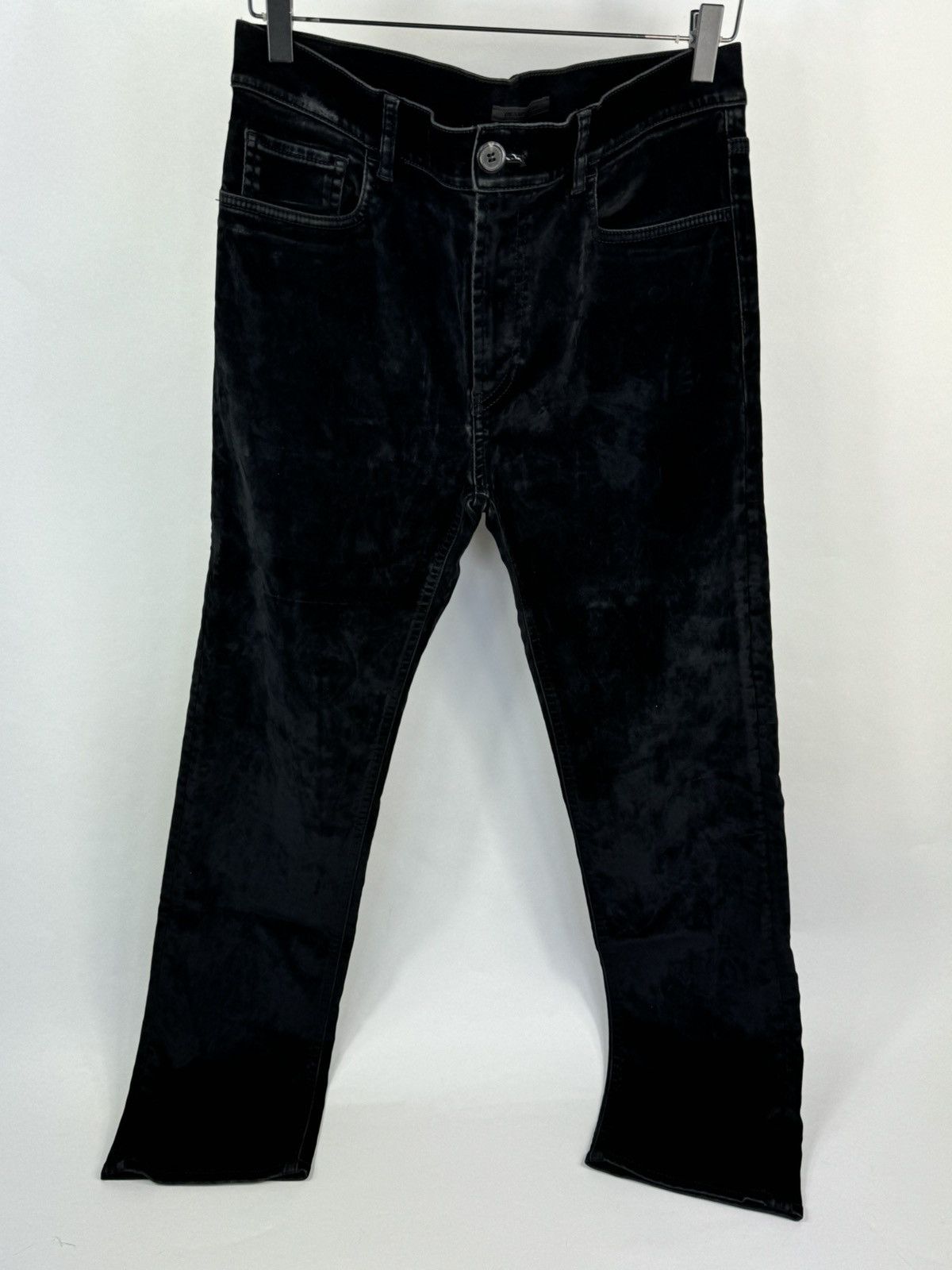 Prada BLACK VELVET TRIANGLE LOGO TROUSERS Size US 30 / EU 46 - 1 Thumbnail