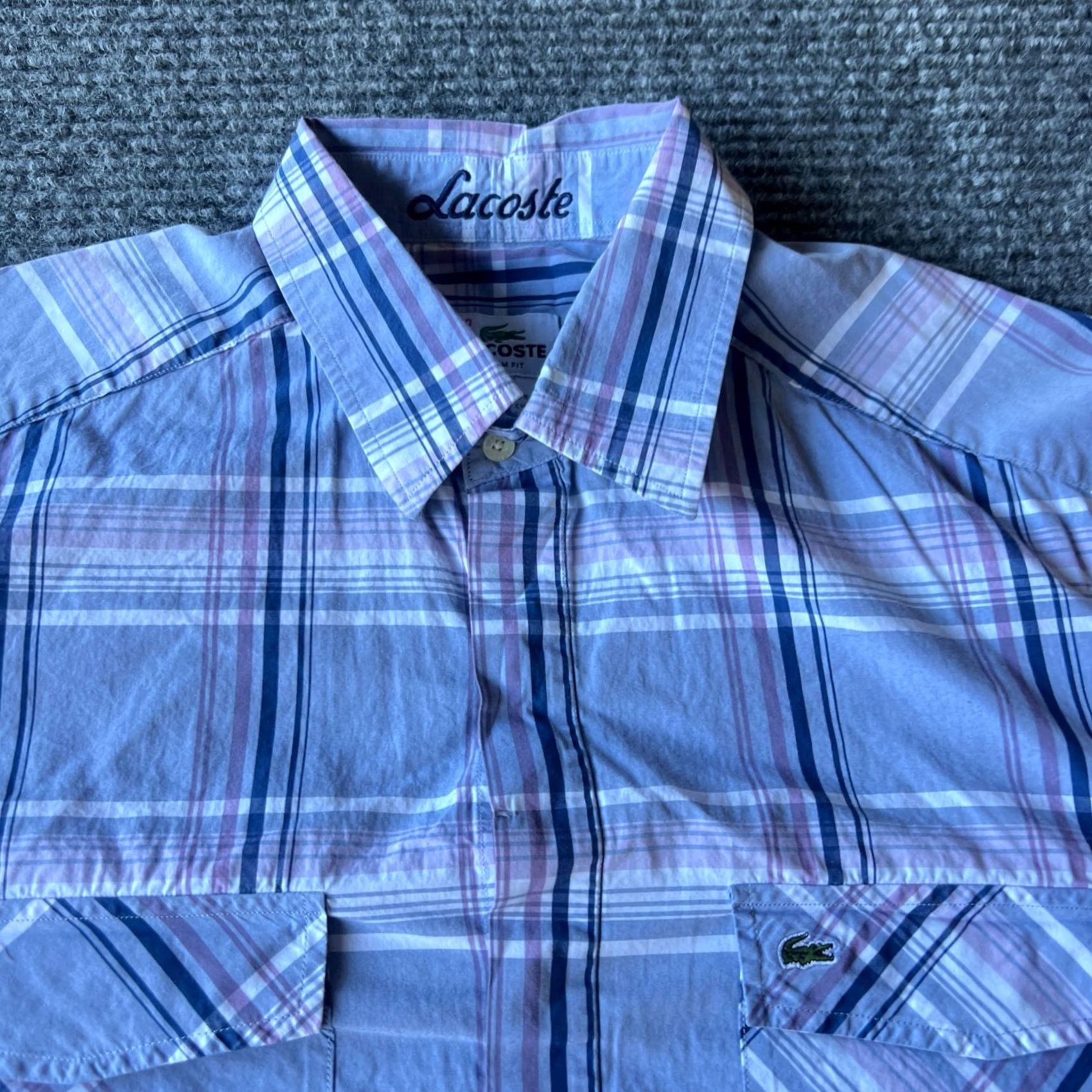 Lacoste Lacoste Shirt Mens 40 Purple Plaid Button-Up Long Sleeve Size US L / EU 52-54 / 3 - 4 Thumbnail