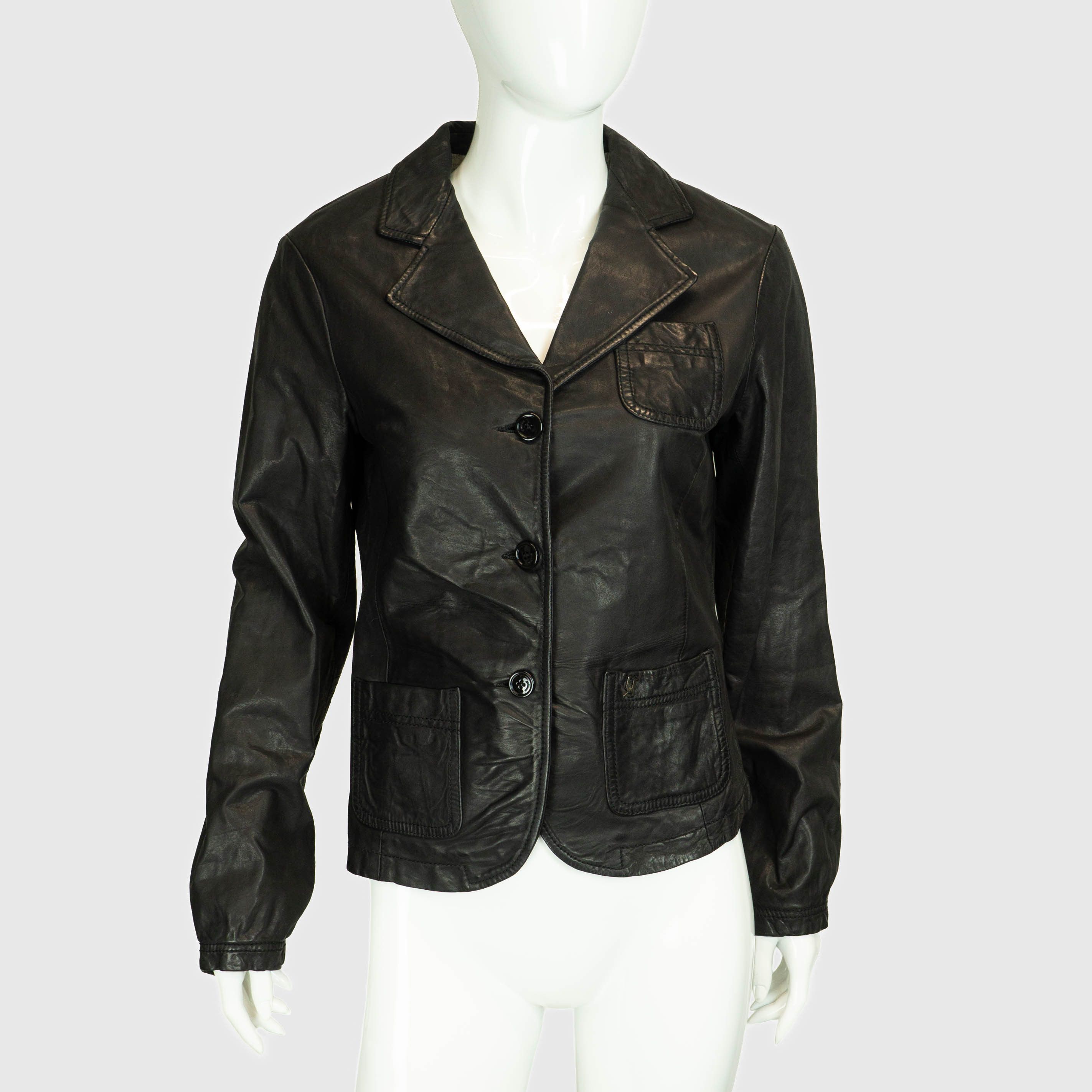 John Galliano JOHN GALLIANO Women Black Leather Jacket Size M / US 6-8 / IT 42-44 - 1 Thumbnail