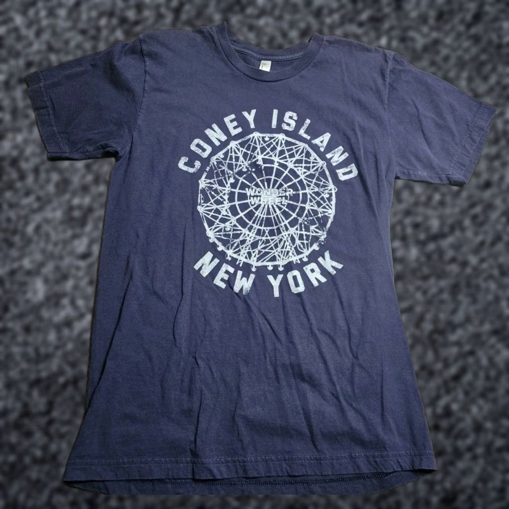 American Apparel VINTAGE Wonder Wheel Travel Shirt Womens M Blue 100% Cotton Coney Island NY Souvenir T-Shirt Size M / US 6-8 / IT 42-44 - 1 Thumbnail