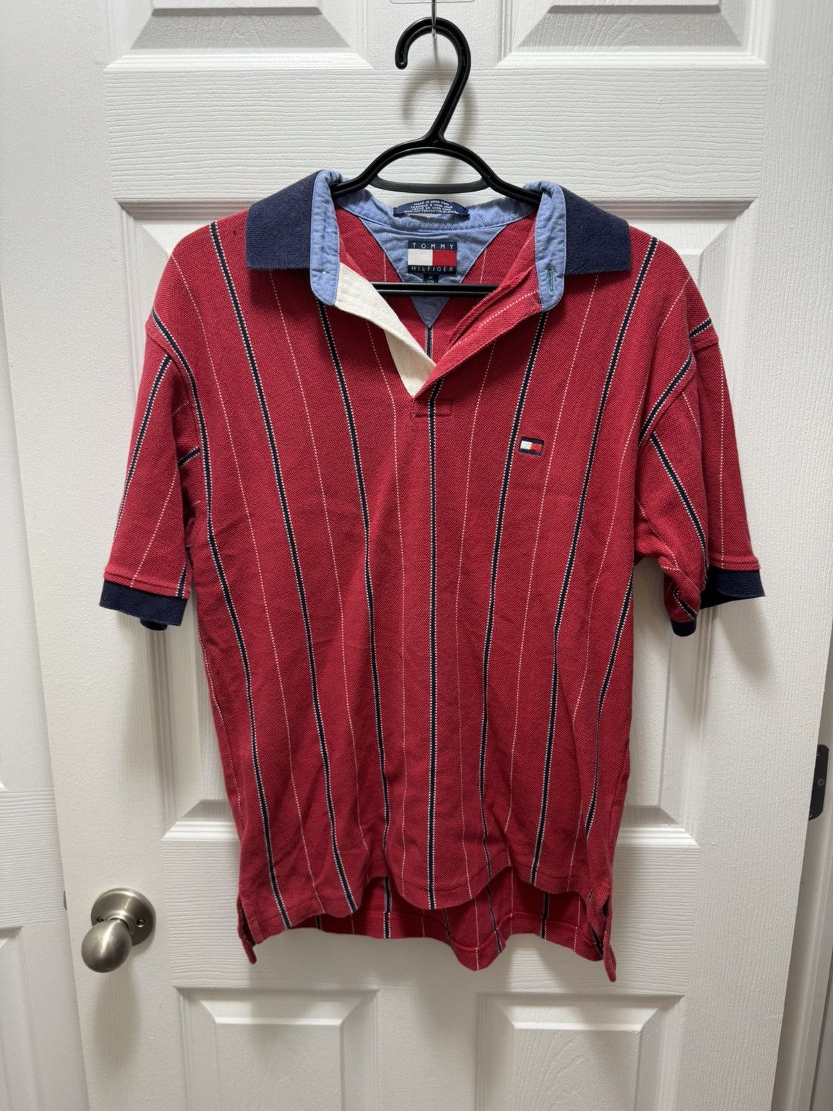 Tommy Hilfiger Tommy Hilfiger Vintage Stripped Polo Red 90s Size US M / EU 48-50 / 2 - 1 Thumbnail