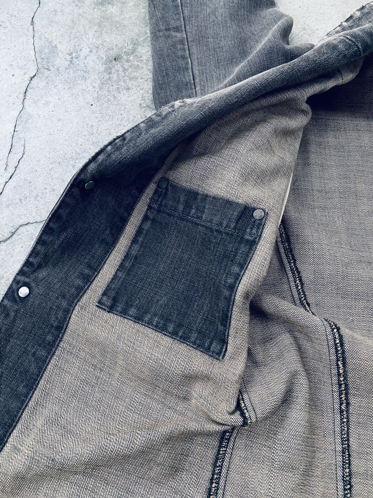 Tete Homme Vintage 90s Tete Homme Issey Miyake Denim Jacket Distressed Size L / US 10 / IT 46 - 12 Thumbnail