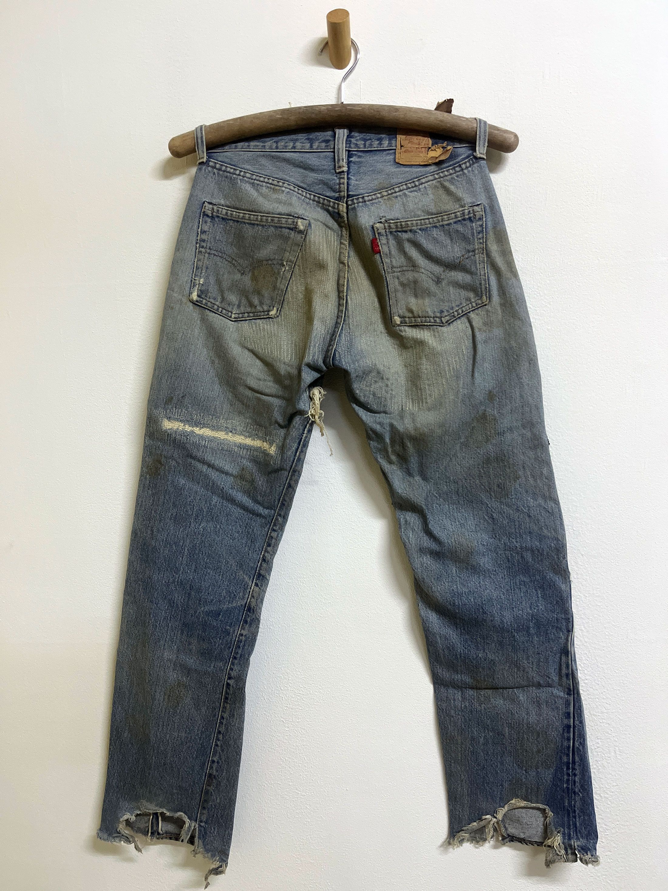 Levi's Vintage Clothing Distressed Faded Custom Craft 1 of 1 70s 80s Selvedge Size US 27 - 7 Thumbnail