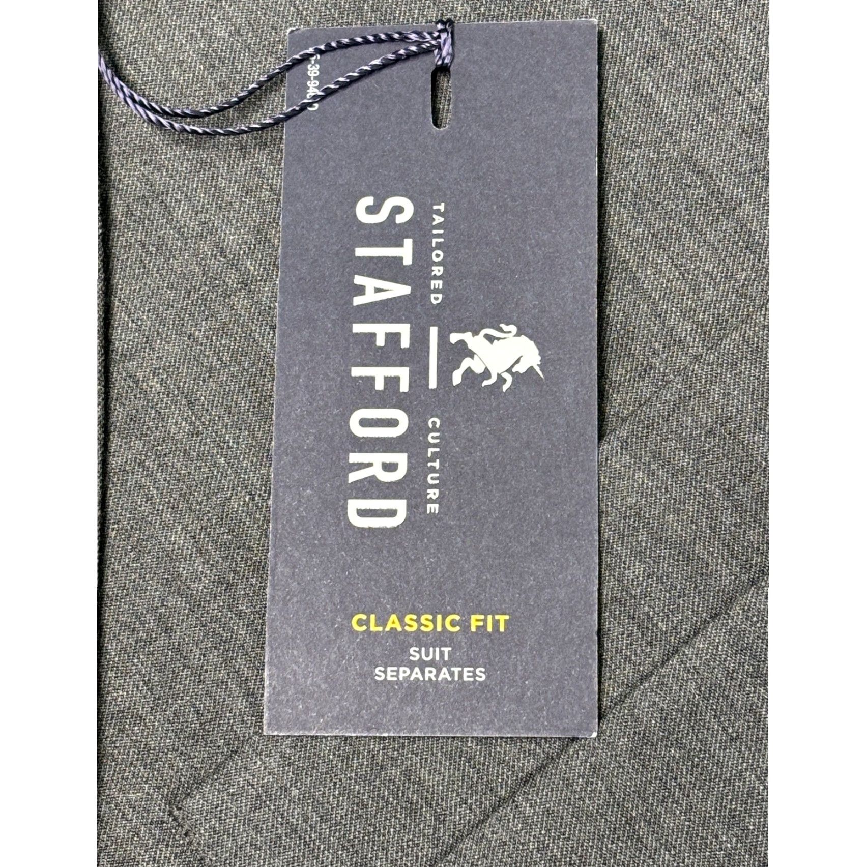 Stafford Stafford Wool Herringbone Suit Jacket Blazer 2 Piece 44 Short Notch Lapel Two-Button Classic Fit Mens Grey Regular Vintage No Size US 44 / EU 60 - 5 Thumbnail