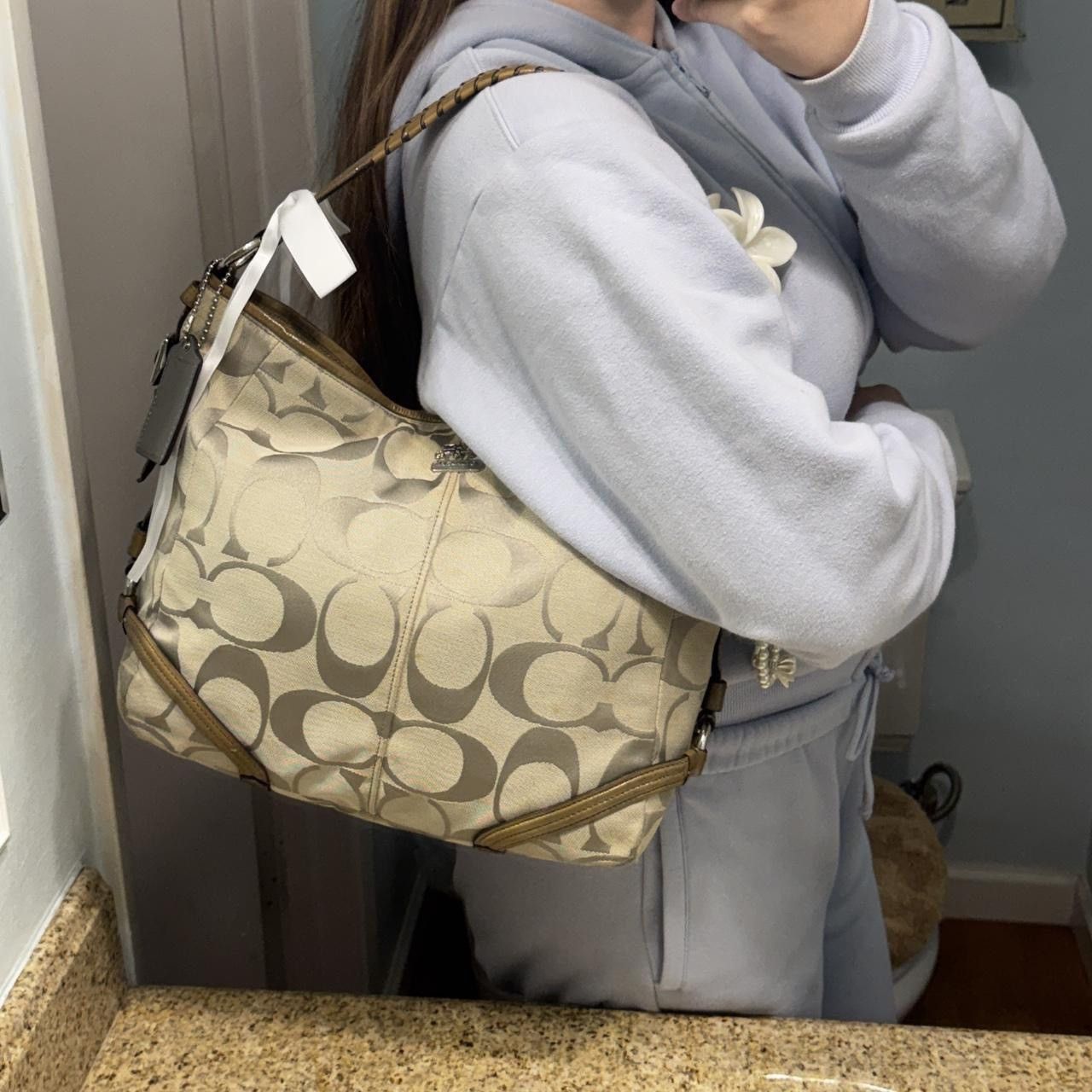 Coach Y2K Grey/Green Slouchy Coach Monogramed Shoulder Bag Size ONE SIZE - 8 Thumbnail