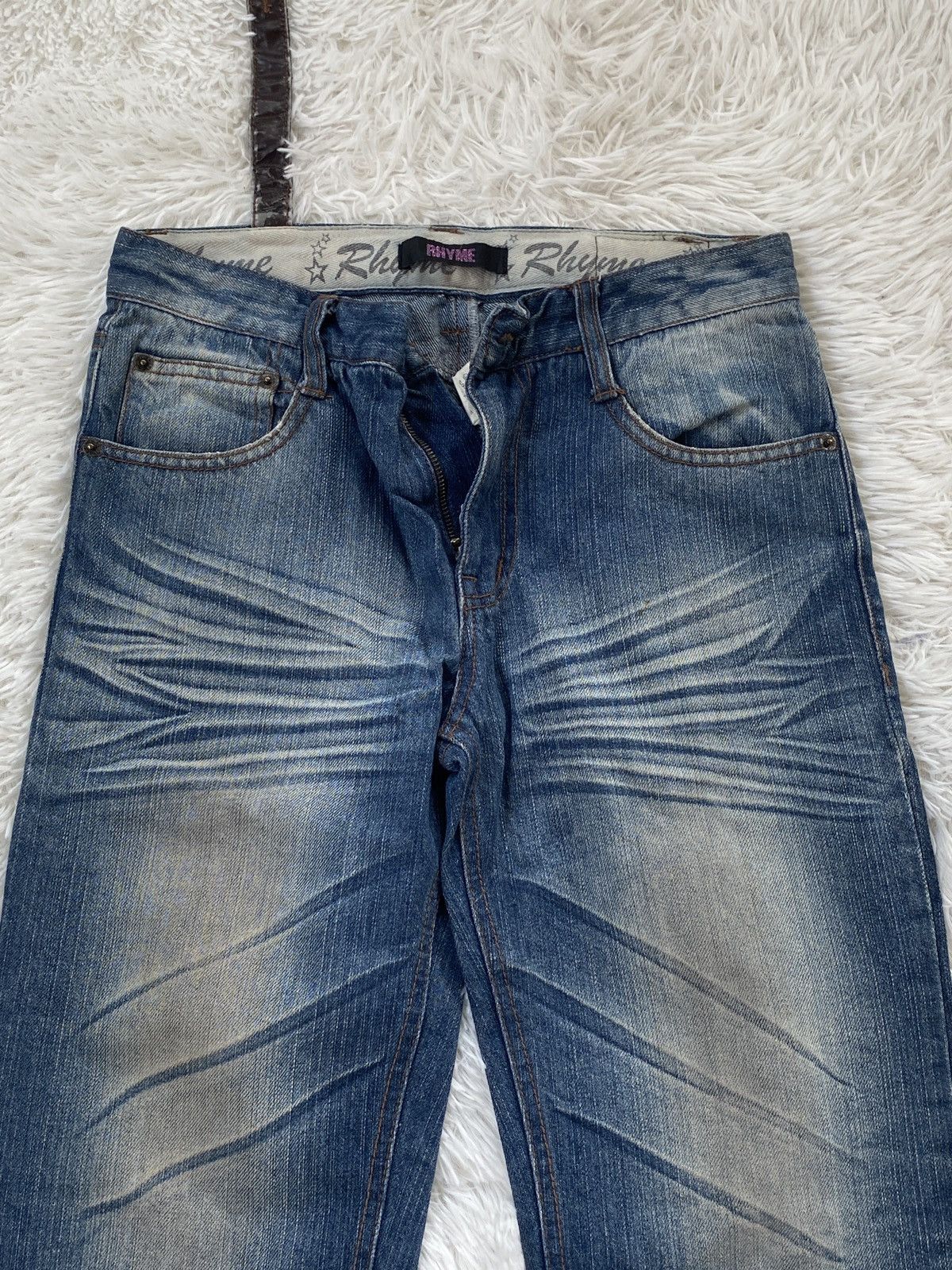 Japanese Brand 🔥BINDING NOW❗️RARE ❗️Rhyme Jeans Distressed Denim Size 30" / US 8 / IT 44 - 3 Thumbnail