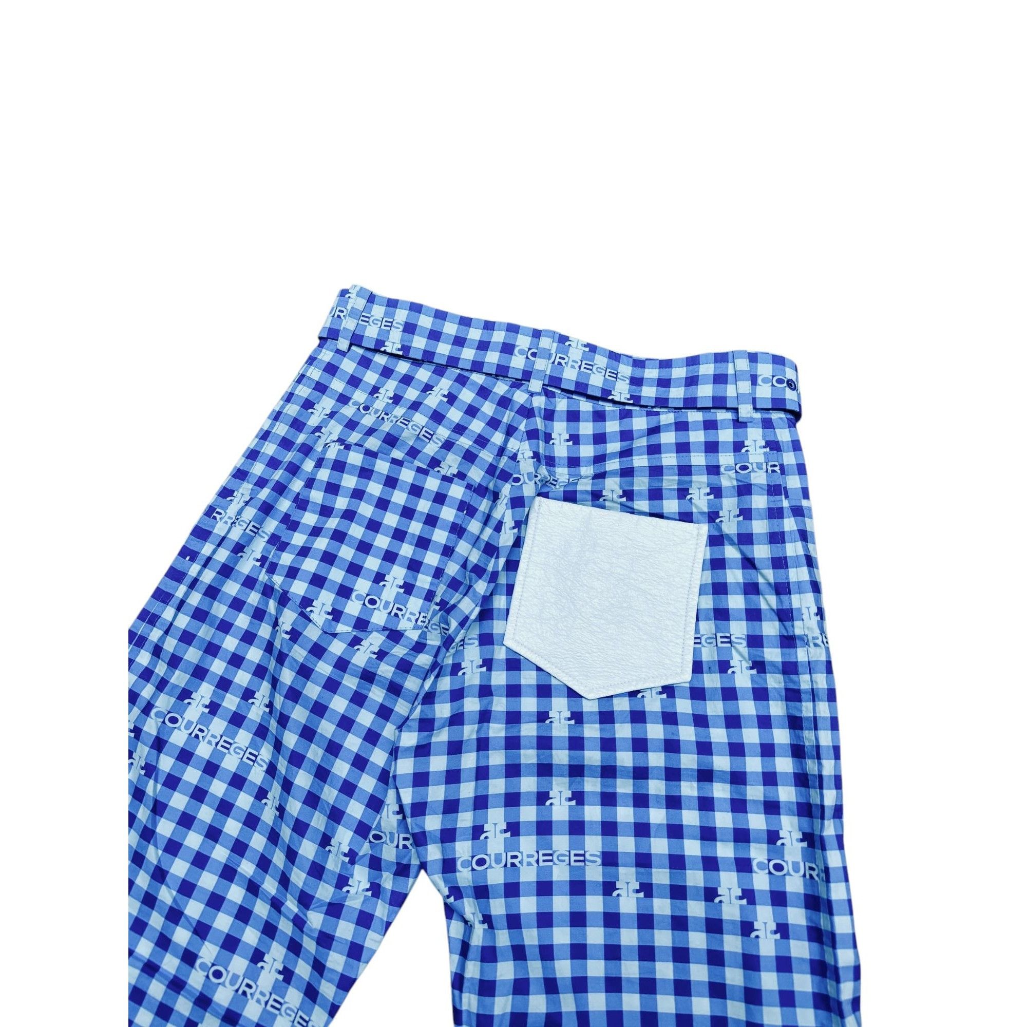 Courreges Blue Checkered Wide Pants Size 30" / US 8 / IT 44 - 5 Thumbnail