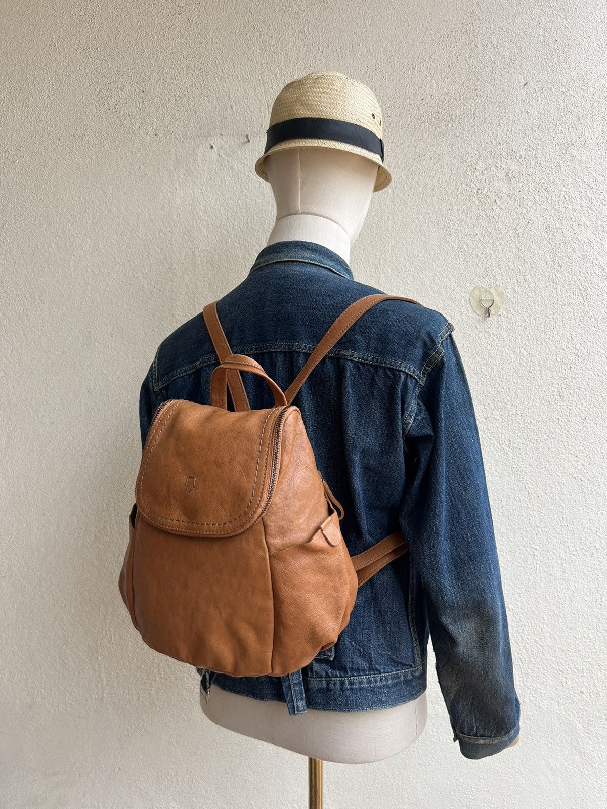 Leather Vintage Marmelo Tokyo Patina Leather Mini Backpack Bag Size ONE SIZE - 5 Thumbnail