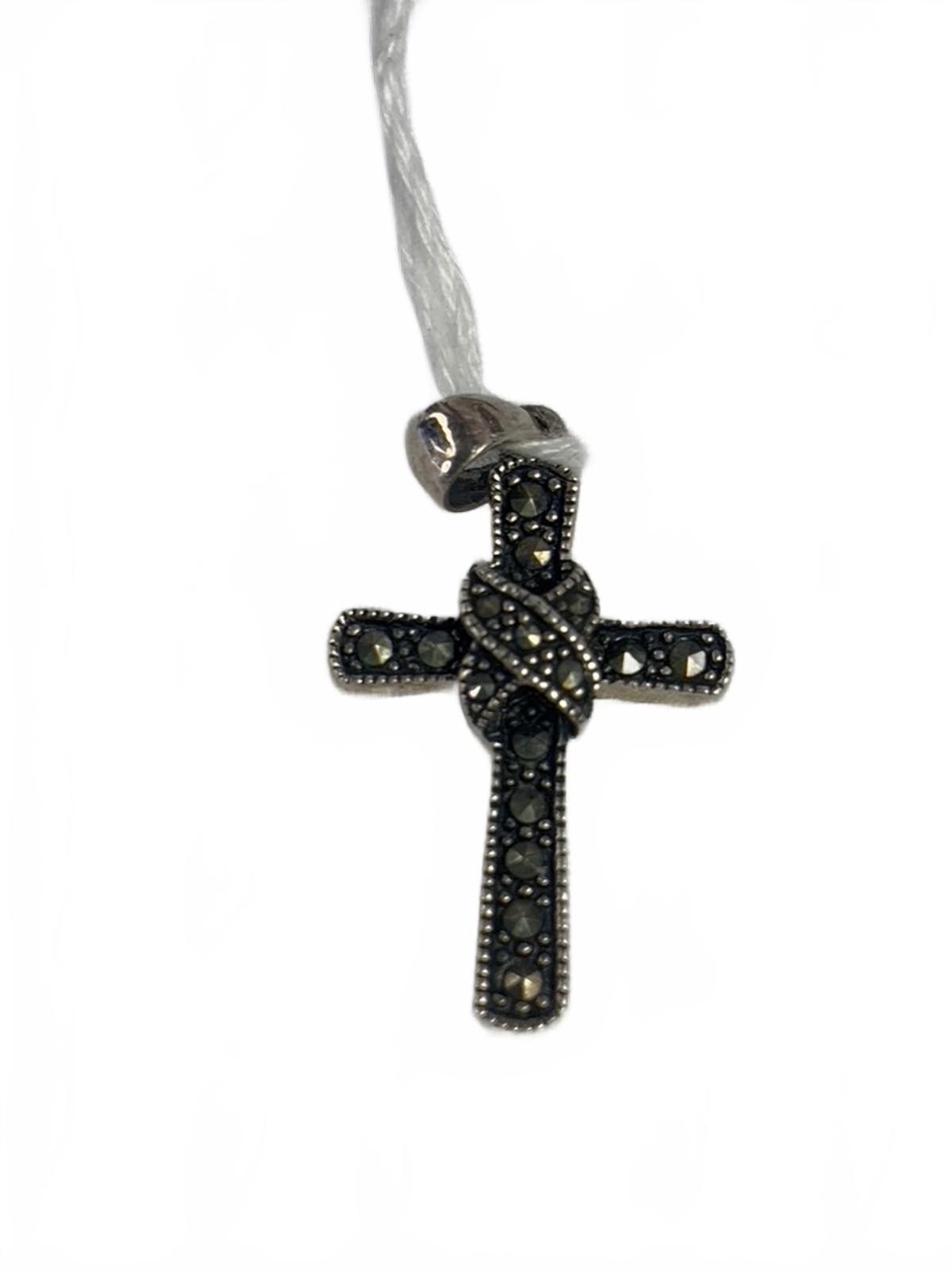 Other Sterling Sterling Silver Marcasite Cross Pendant Size ONE SIZE - 4 Thumbnail