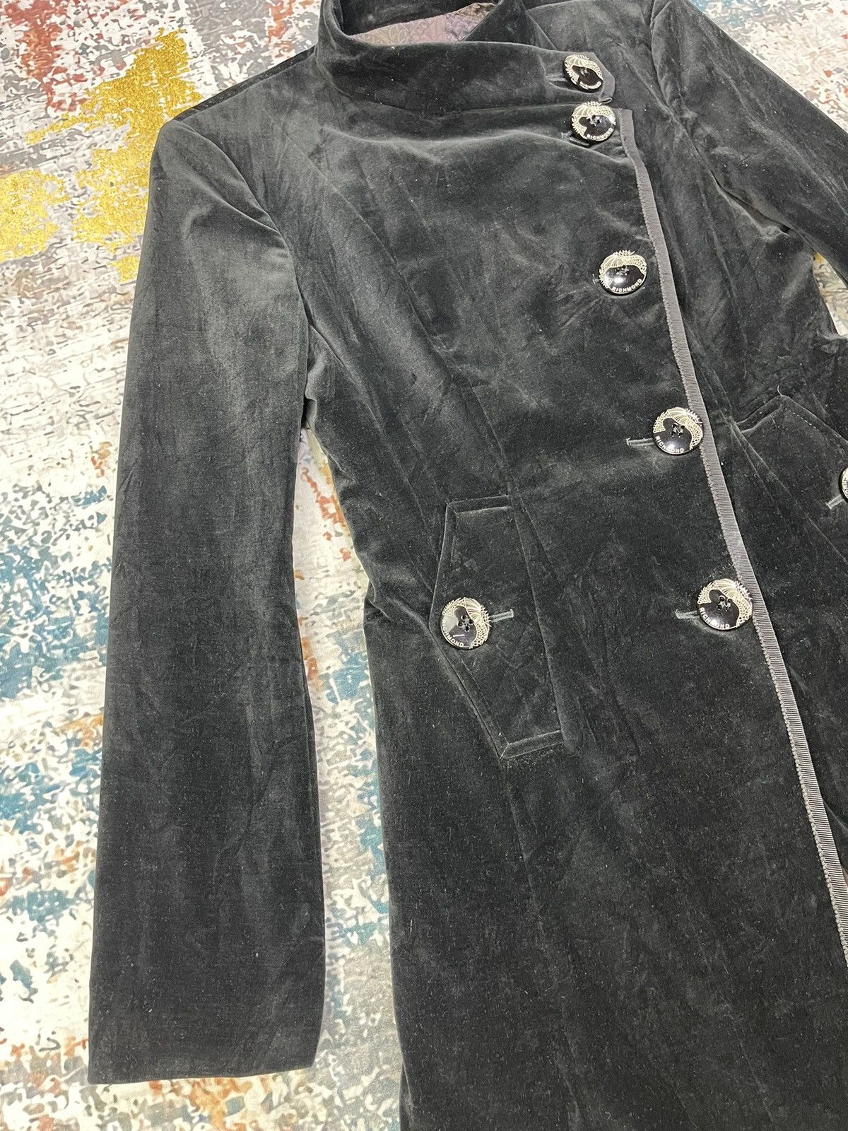 John Richmond Richmond X Black Velvet Assymetrical Long Coat Size S / US 4 / IT 40 - 4 Thumbnail