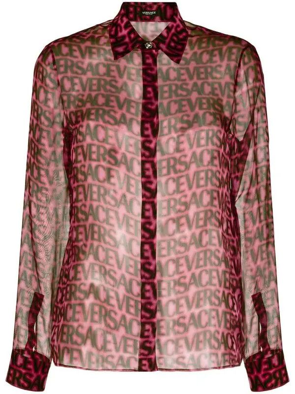 Versace o1y0226 Silk Shirt in Fuchsia/Black Size S / US 4 / IT 40 - 1 Thumbnail