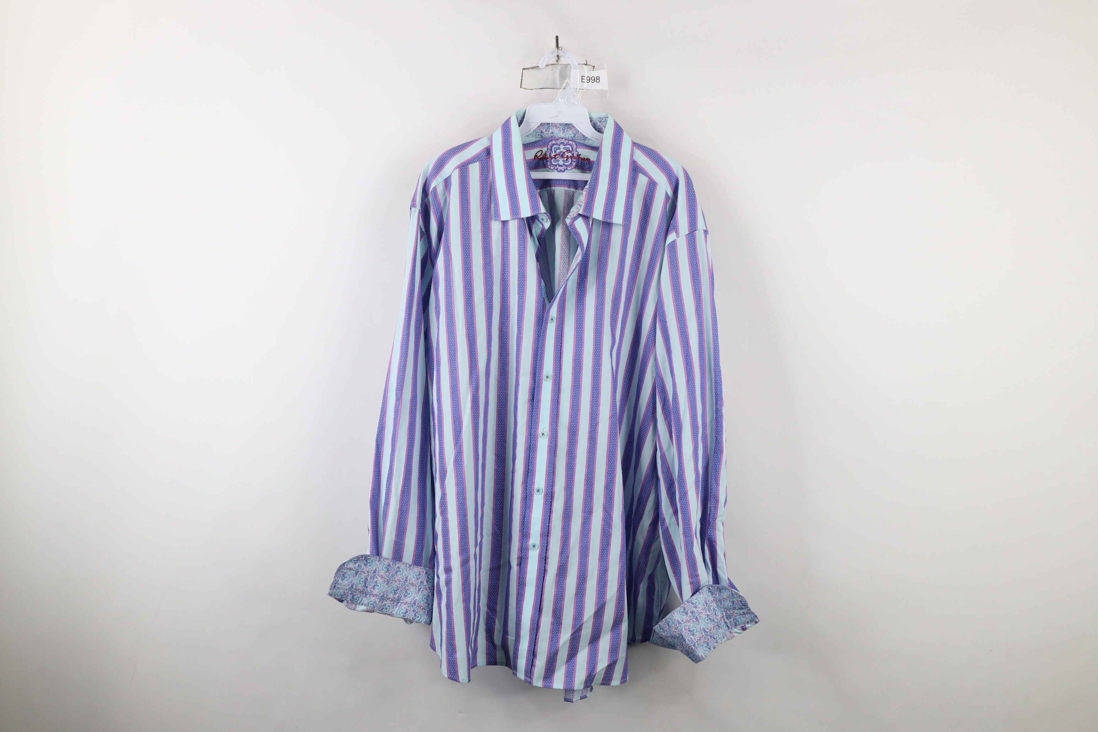 Robert Graham × Vintage Robert Graham Fit Pastel Striped Flip Cuff Button Shirt Size US XXL / EU 58 / 5 - 16 Thumbnail
