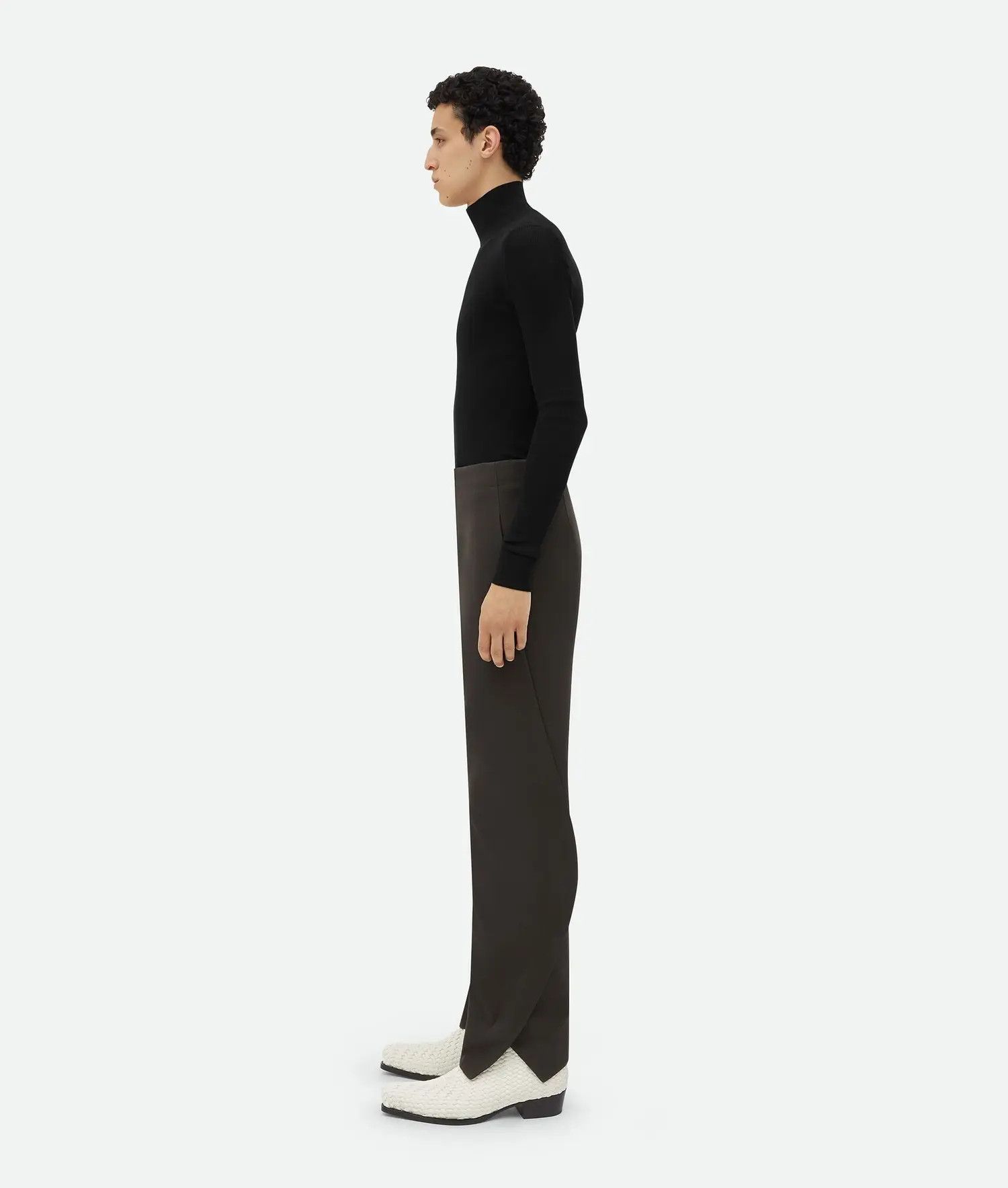 Bottega Veneta o1n1vont0525 Curved Shape Wool Pant in Dark Brown Size US 30 / EU 46 - 2 Thumbnail