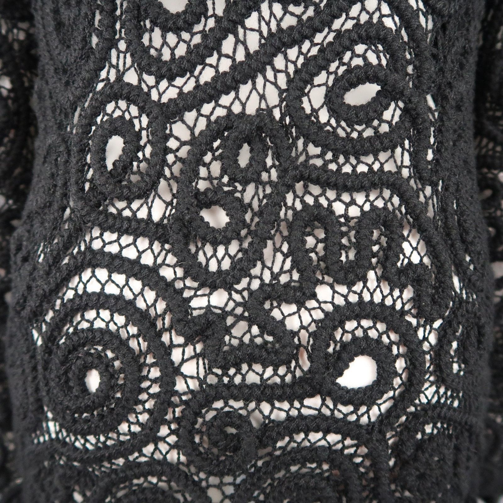 Matsuda MATSUDA Size M Black Wool Crochet Fringe Cardigan Size M / US 6-8 / IT 42-44 - 8 Thumbnail