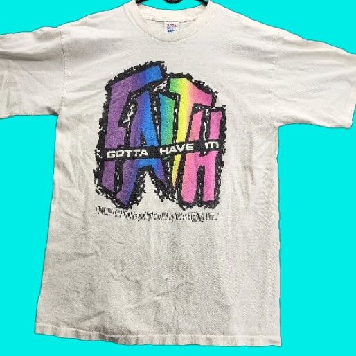 Vintage VINTAGE Faith Gotta Have It 1 Timothy 6:12 Fight The Good Fight Shirt L White Unisex 90s Graphic Tee Boys/Girls Mens/Womens Size US L / EU 52-54 / 3 - 1 Thumbnail