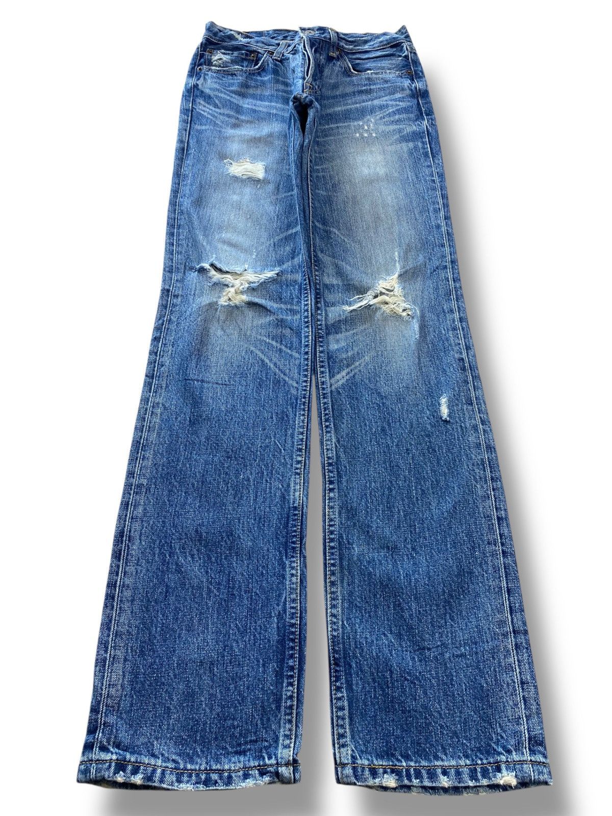 Levi's Levi’s 501 Faded Wash Whiskered Style Straight Leg Jeans Size US 27 - 1 Thumbnail