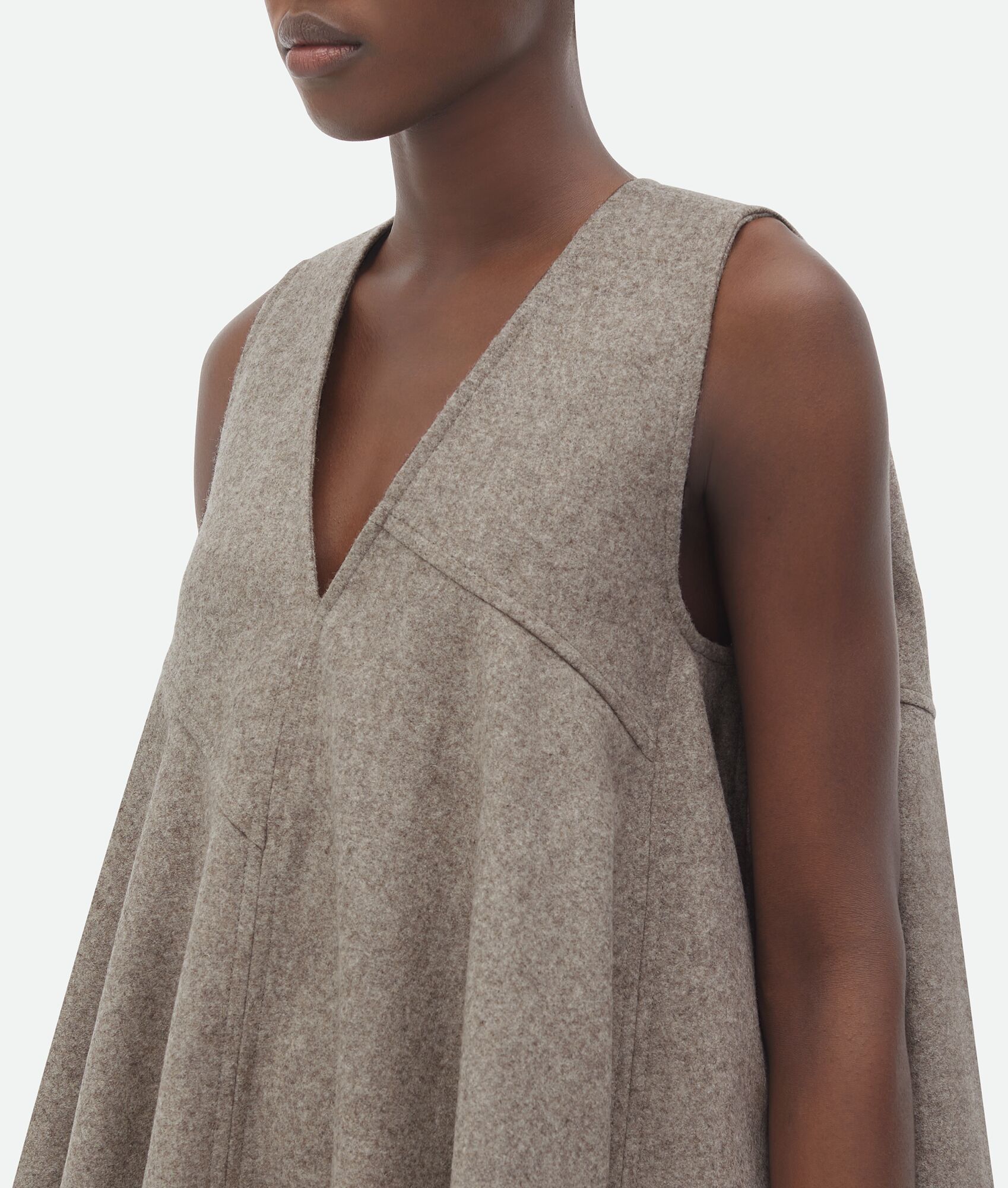 Bottega Veneta o1bcso1str0225 Wool Flannel A-Line Dress in Grey Melange Size XS / US 0-2 / IT 36-38 - 4 Thumbnail