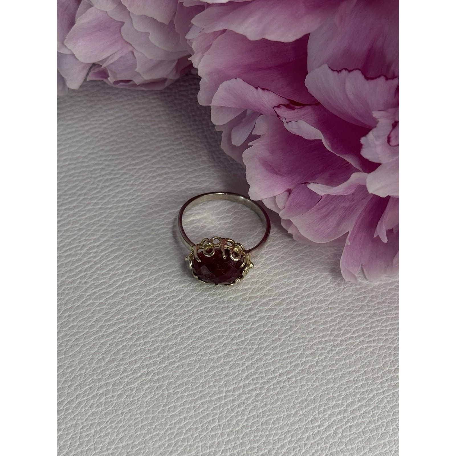 Jewelry 925 STERLING SILVER GOLD PLATED PART RUBY RING SIZE 8 Size ONE SIZE - 3 Thumbnail