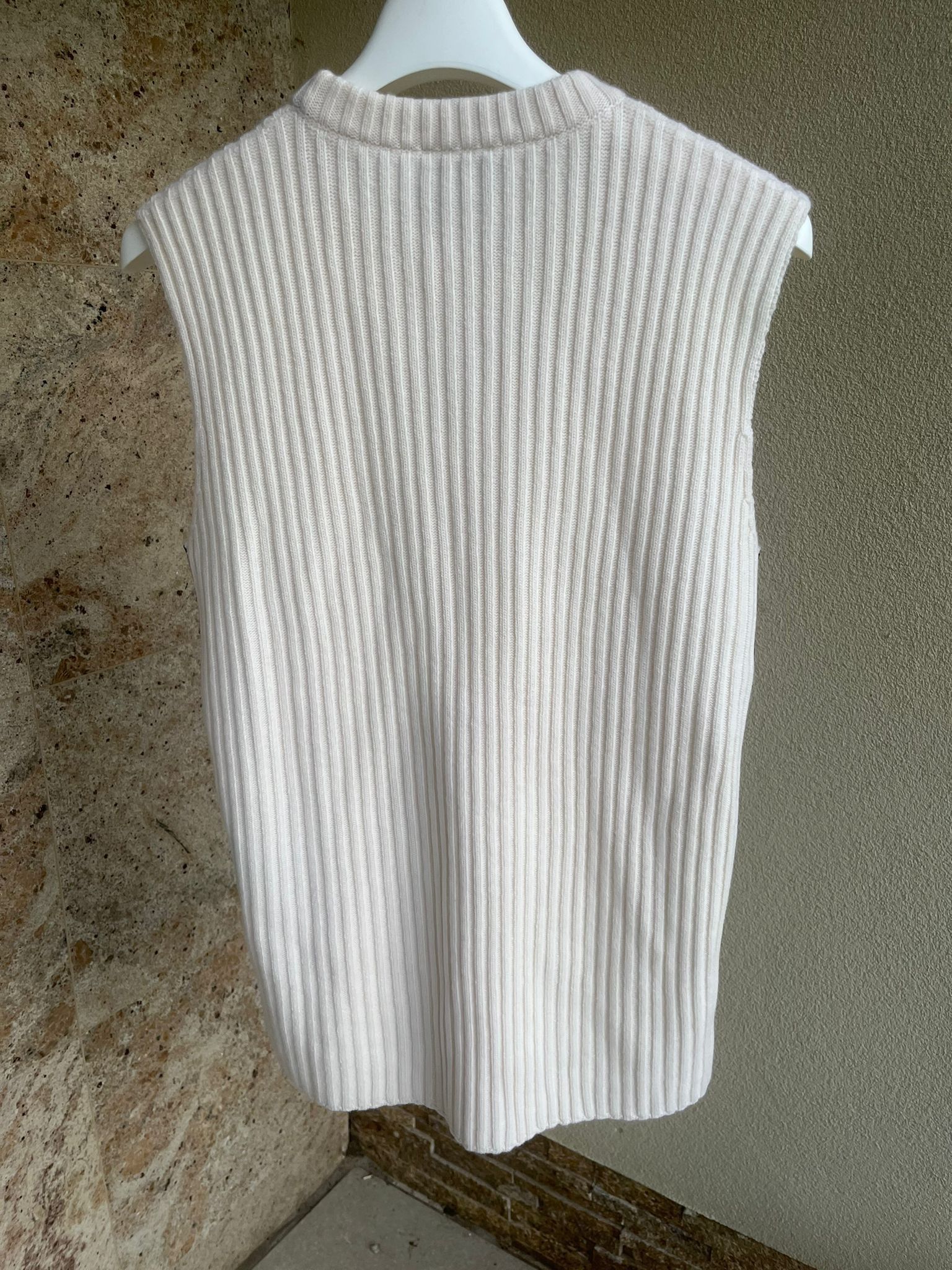 Calvin Klein 205W39NYC × Raf Simons Ribbed Sleeveless Sweater With Tape in Ivory Size US L / EU 52-54 / 3 - 14 Thumbnail