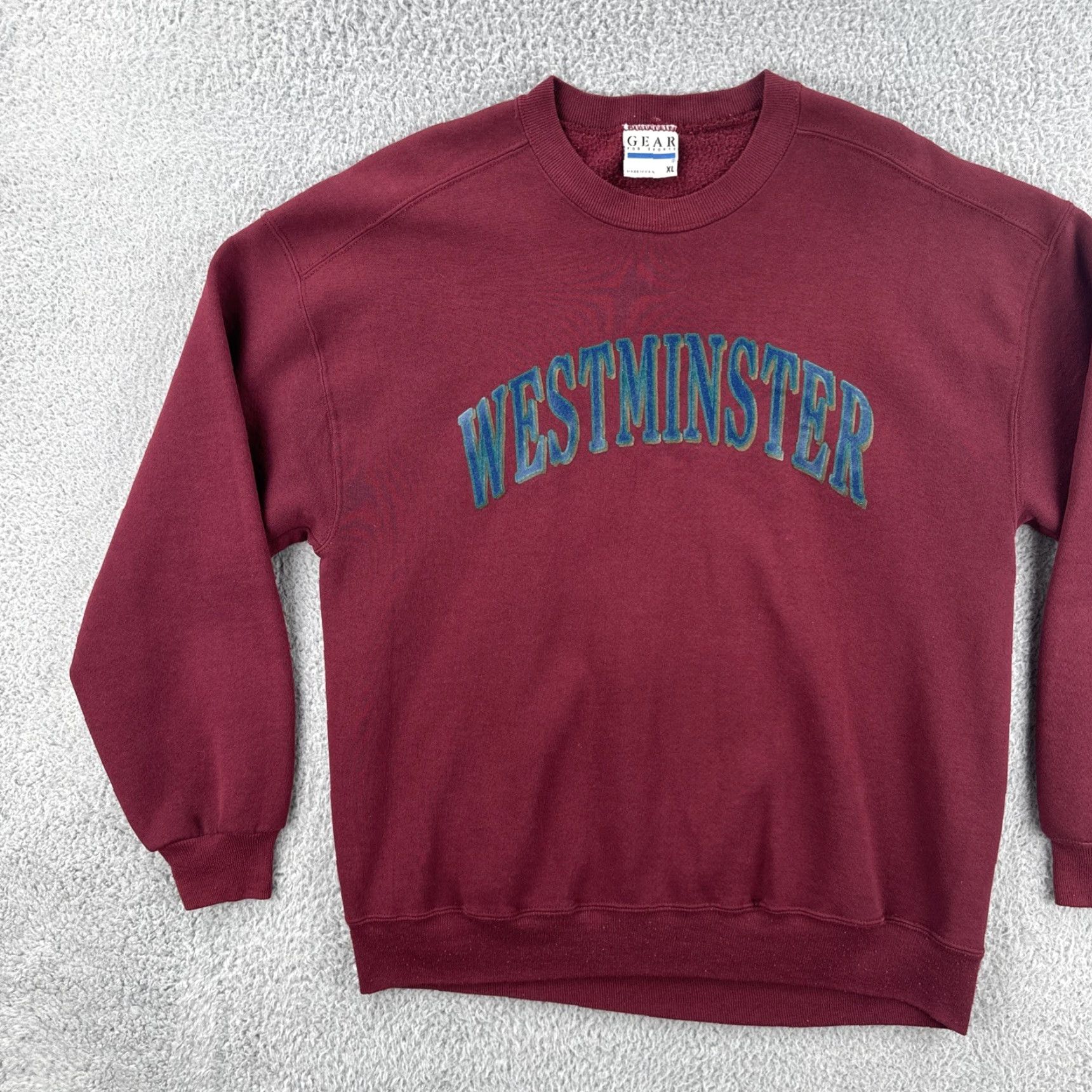 Vintage VINTAGE Gear For Sports Mens L Crewneck Sweatshirt Red Westminster College Sports Maroon/Cotton Pullover Size US L / EU 52-54 / 3 - 3 Thumbnail