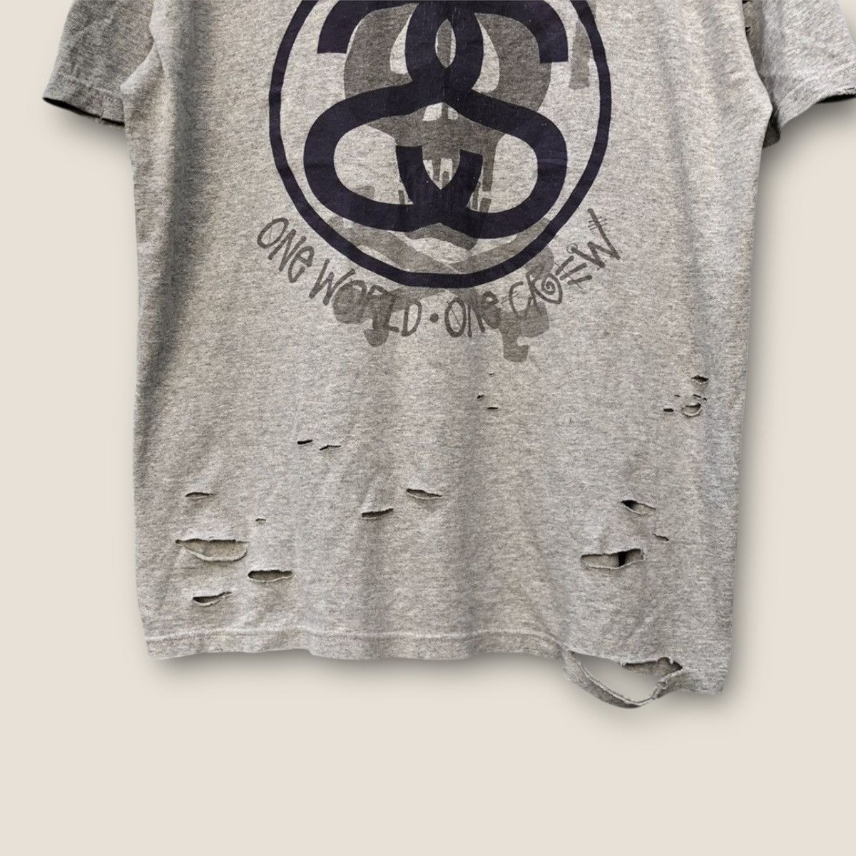 Stussy Vintage Stussy One World One Crew Distressed Grunge tees Size US L / EU 52-54 / 3 - 5 Thumbnail