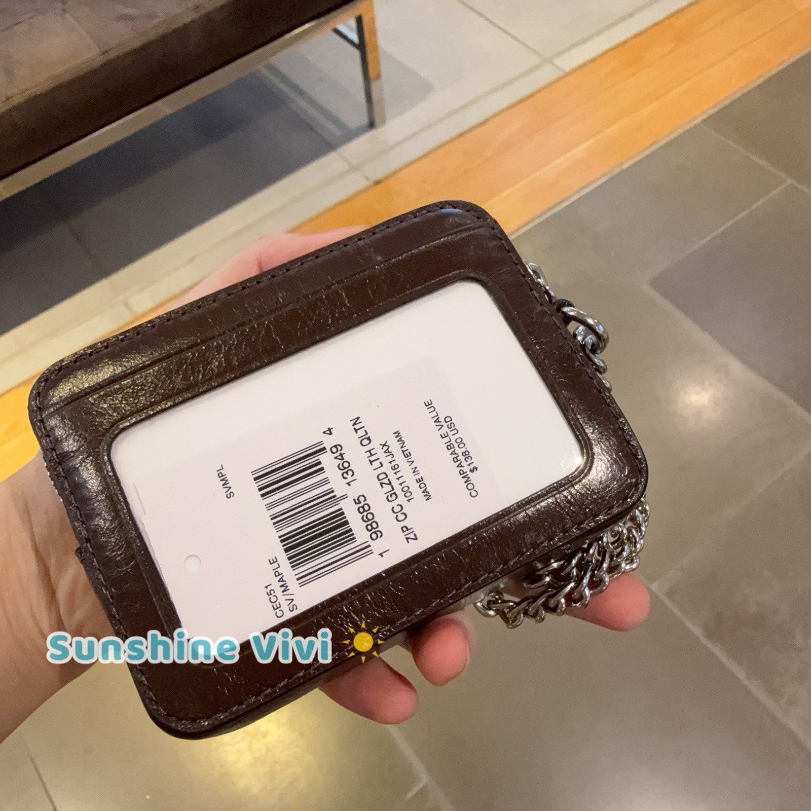 Coach NWT Coach Zip Card Case Quilting CEC51 Silver/Maple leather Size ONE SIZE - 4 Thumbnail